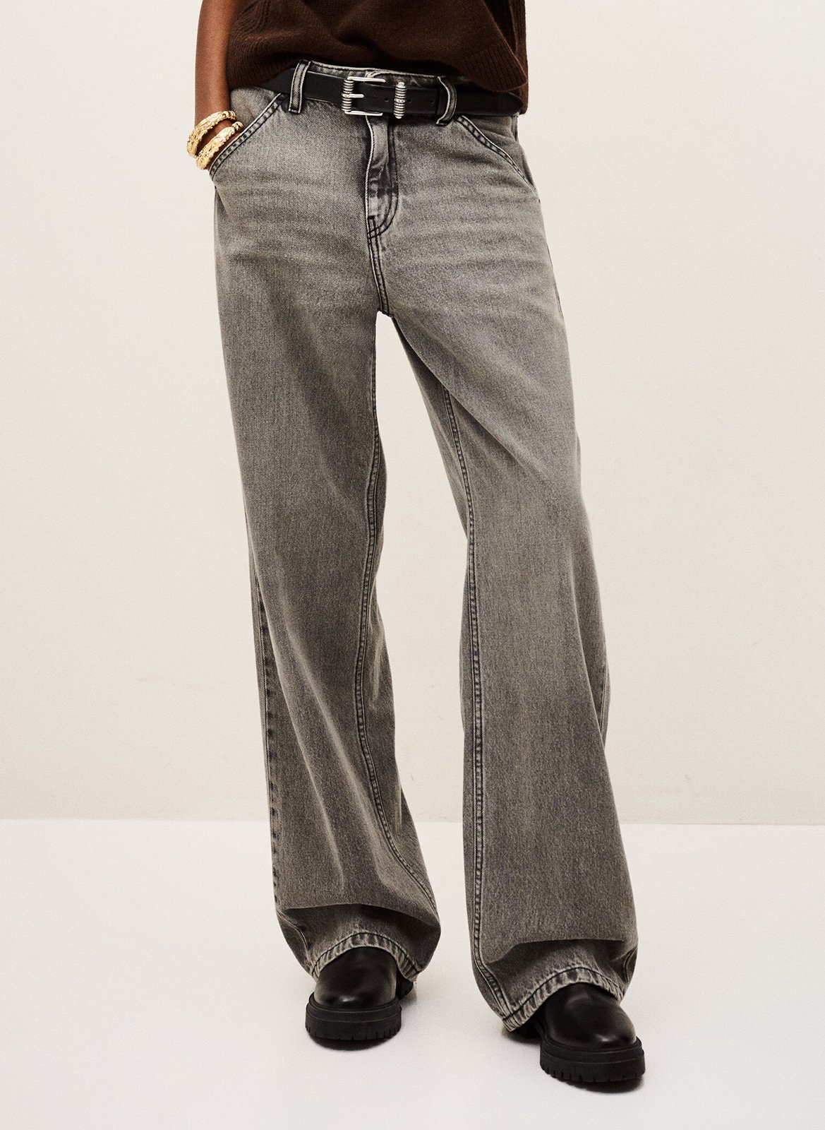 Jean large délavé vecchi BA&SH Gris