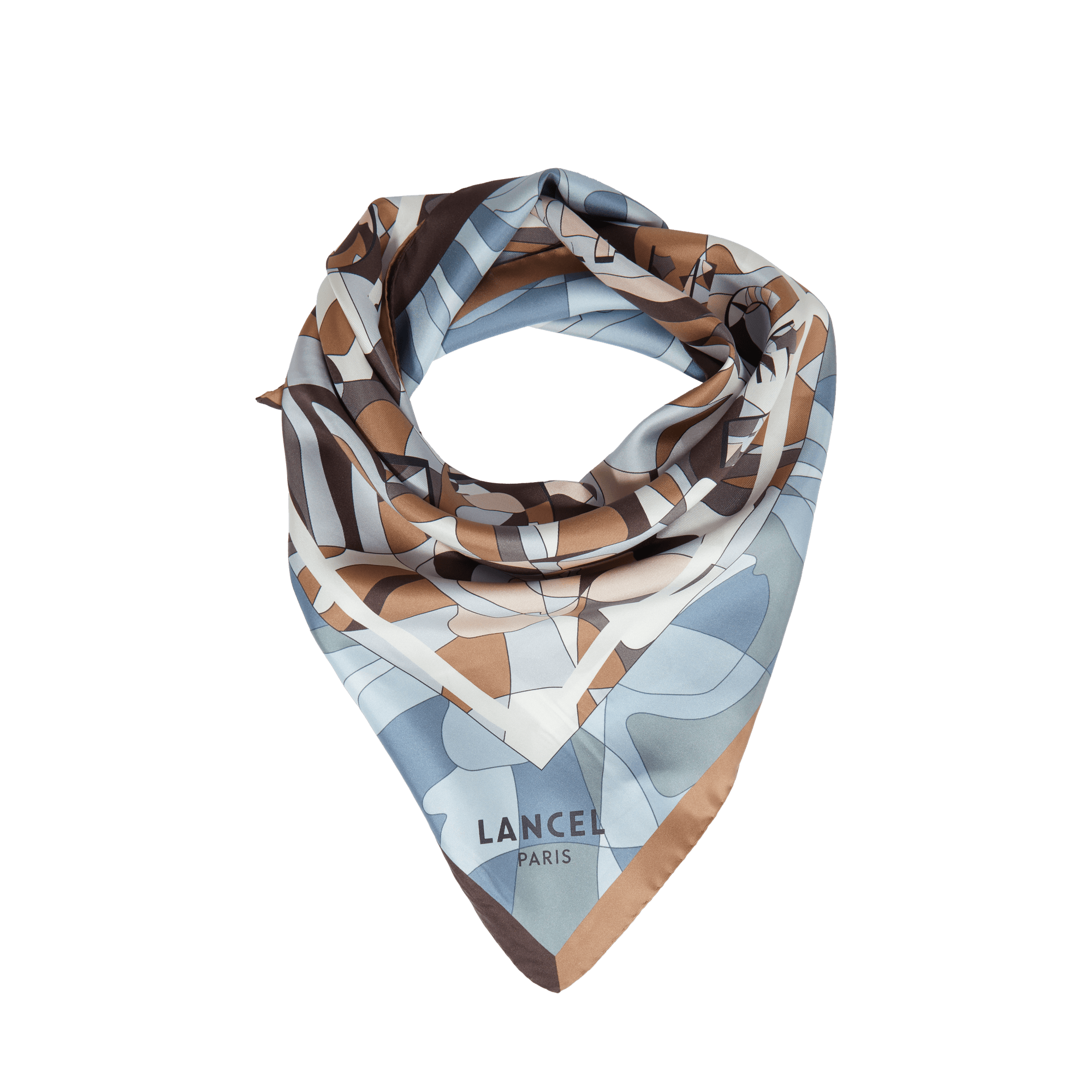 Carré de soie 70 motif puzzle LANCEL Bleu