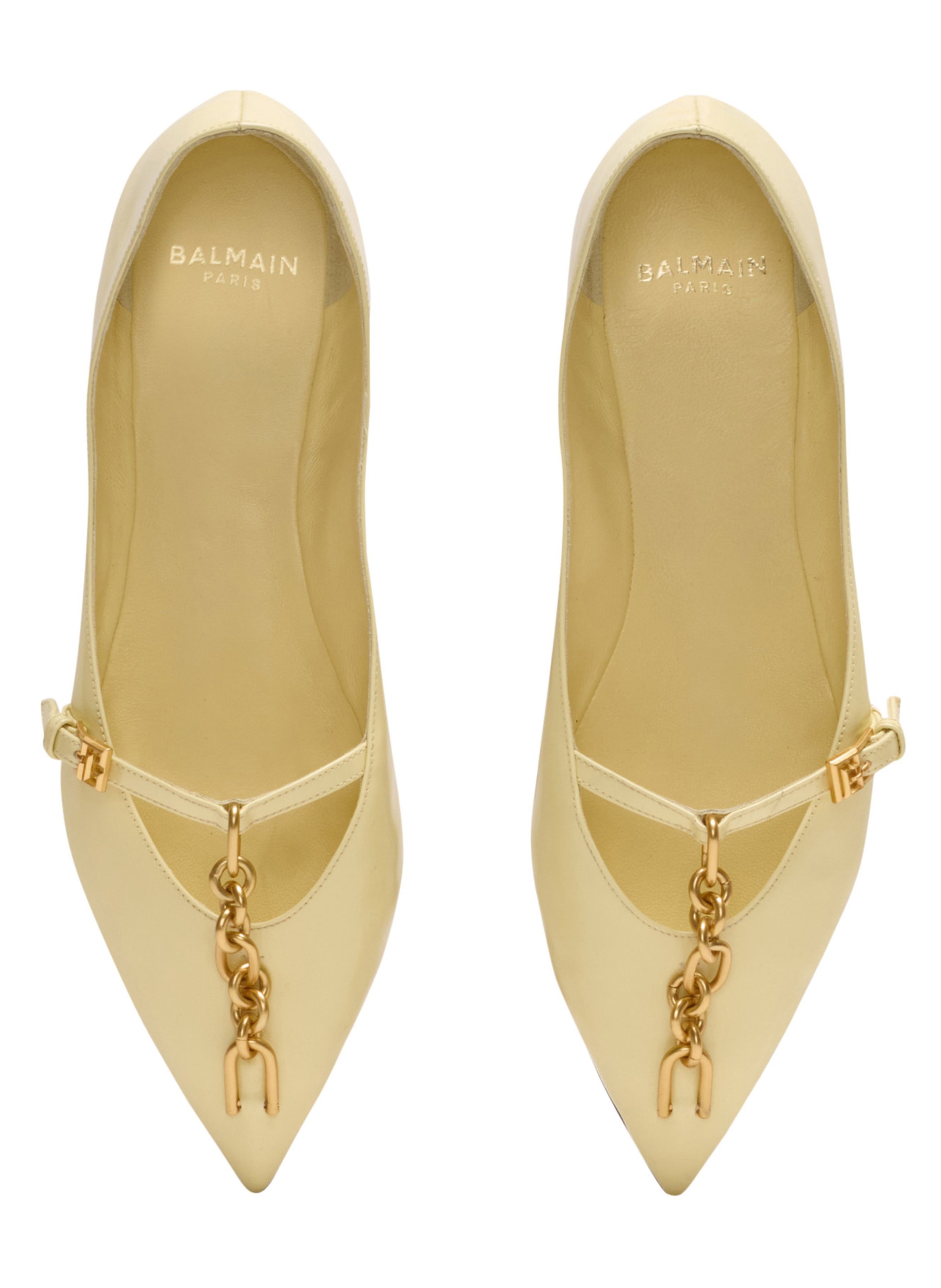 Ballerines sync en cuir d’agneau brillant BALMAIN Jaune