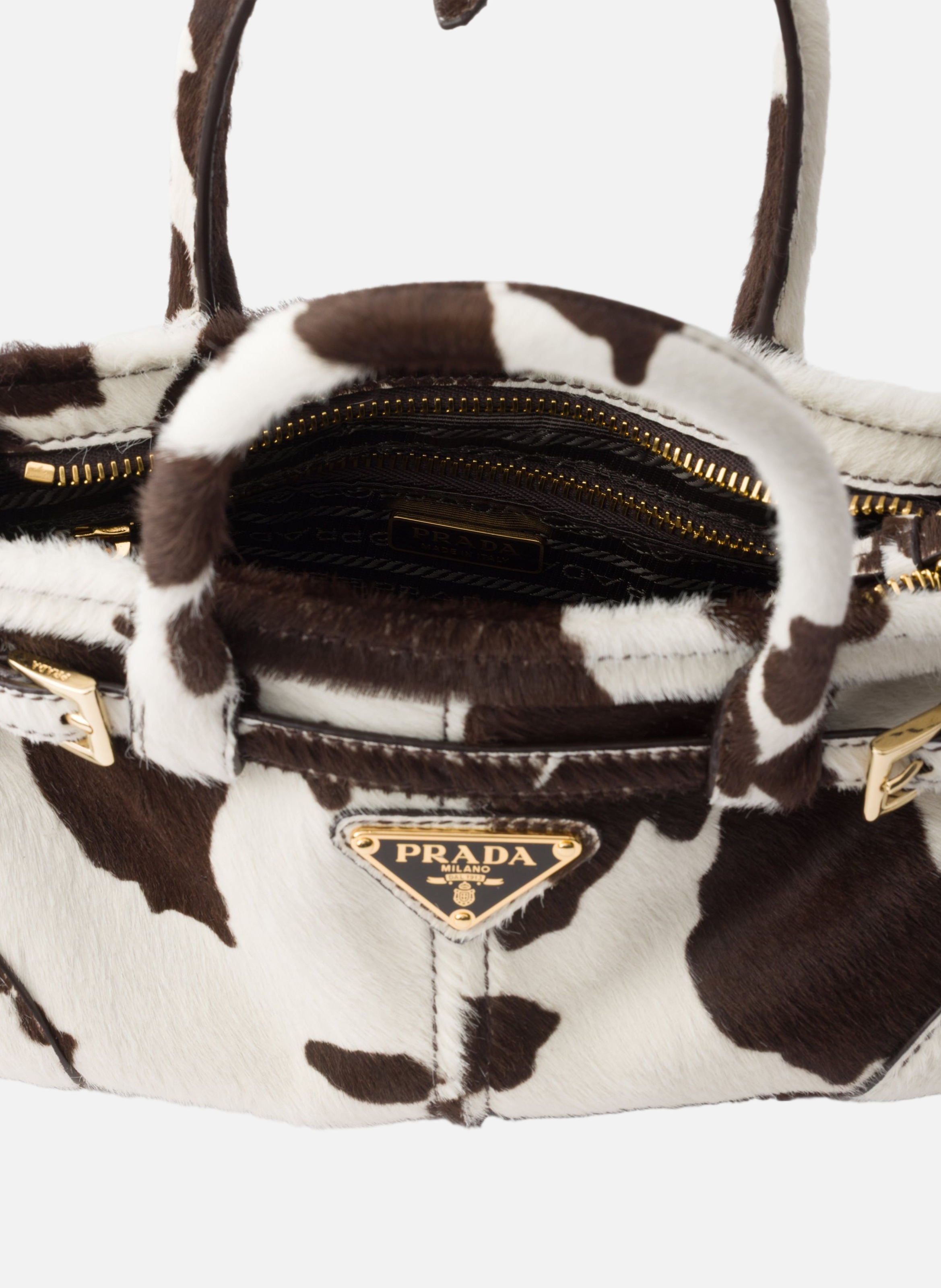 Mini sac à main prada bonnie en cuir imprimé PRADA Blanc