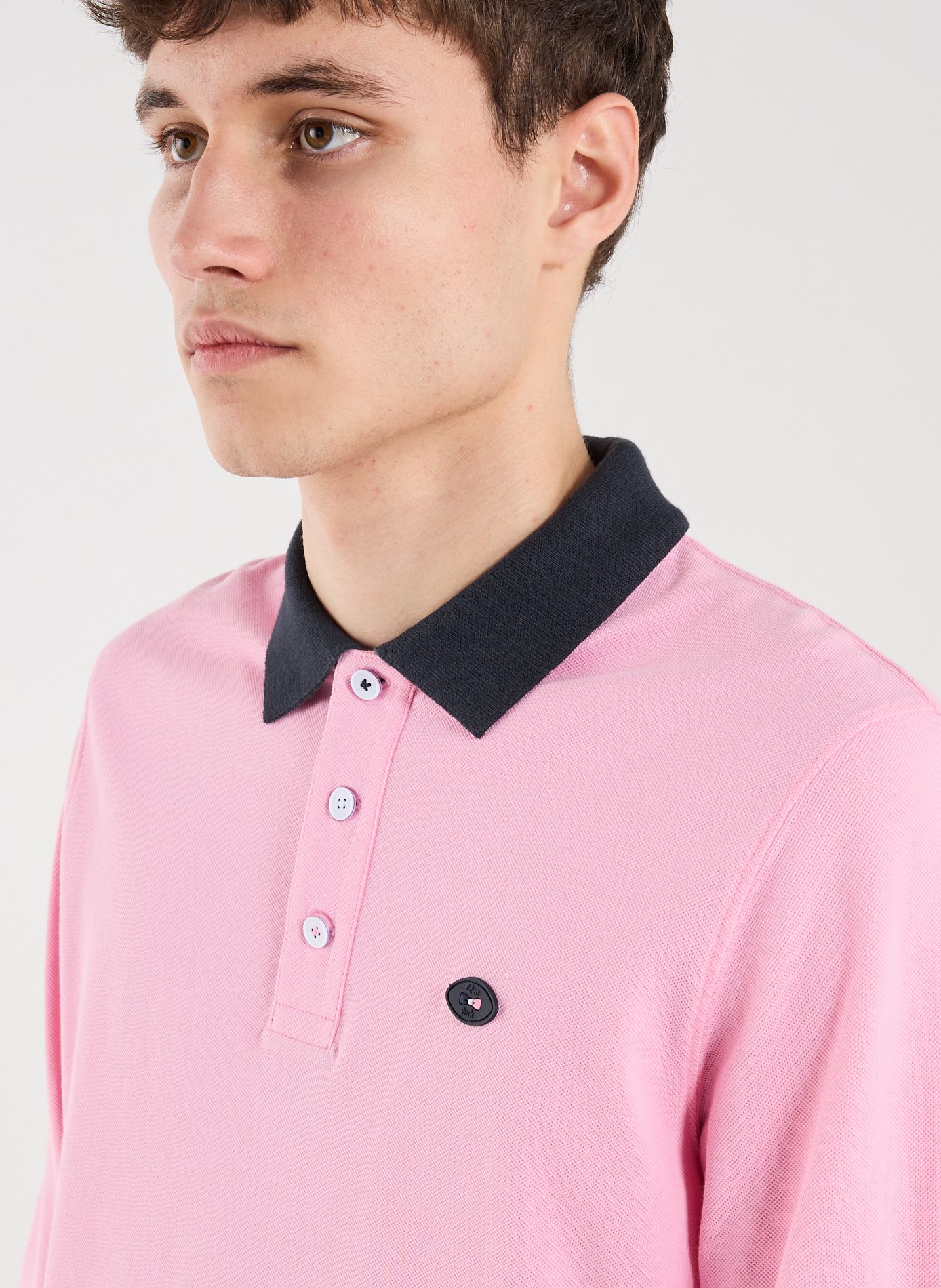 Long-sleeved cotton polo shirt EDEN PARK Pink