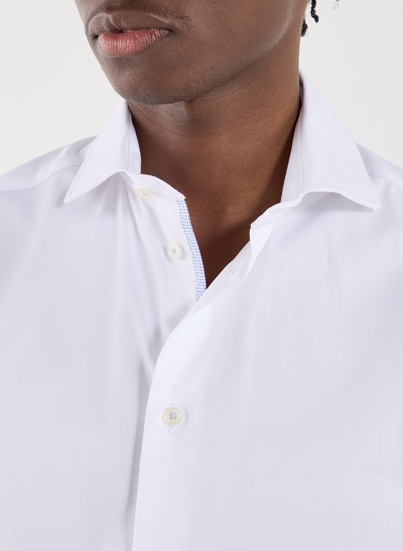 Chemise col classique manches contrastantes en coton AU PRINTEMPS PARIS White