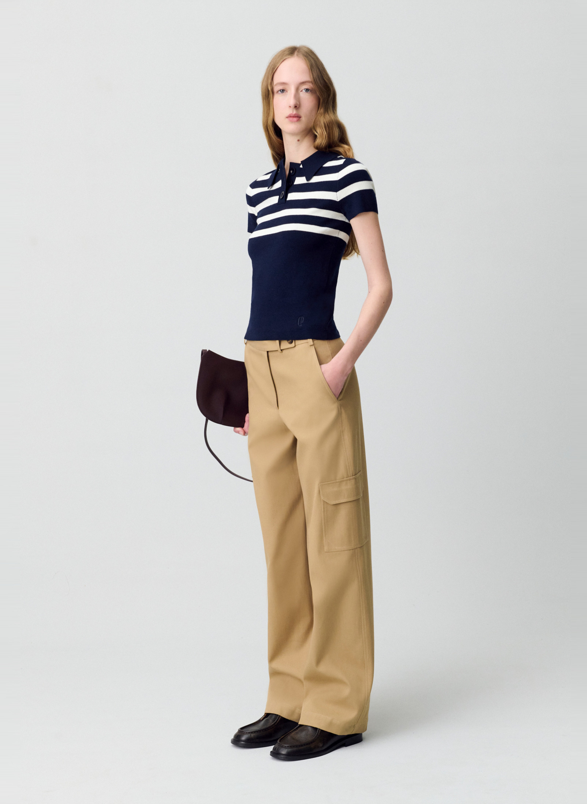 Tee-shirt col chemise rayé CLAUDIE PIERLOT Multicolore