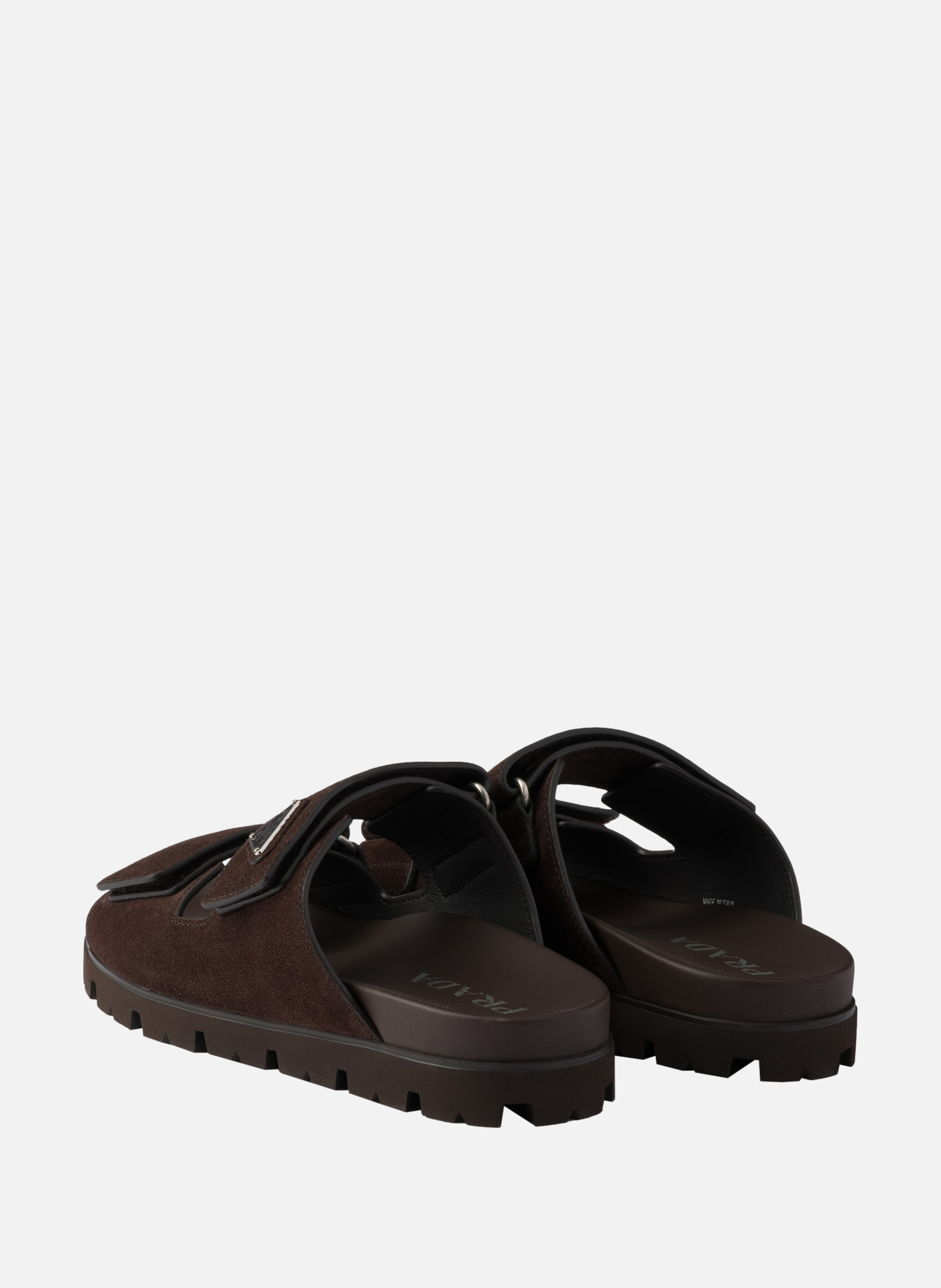 Sandales avec bande en veau velours PRADA Marron