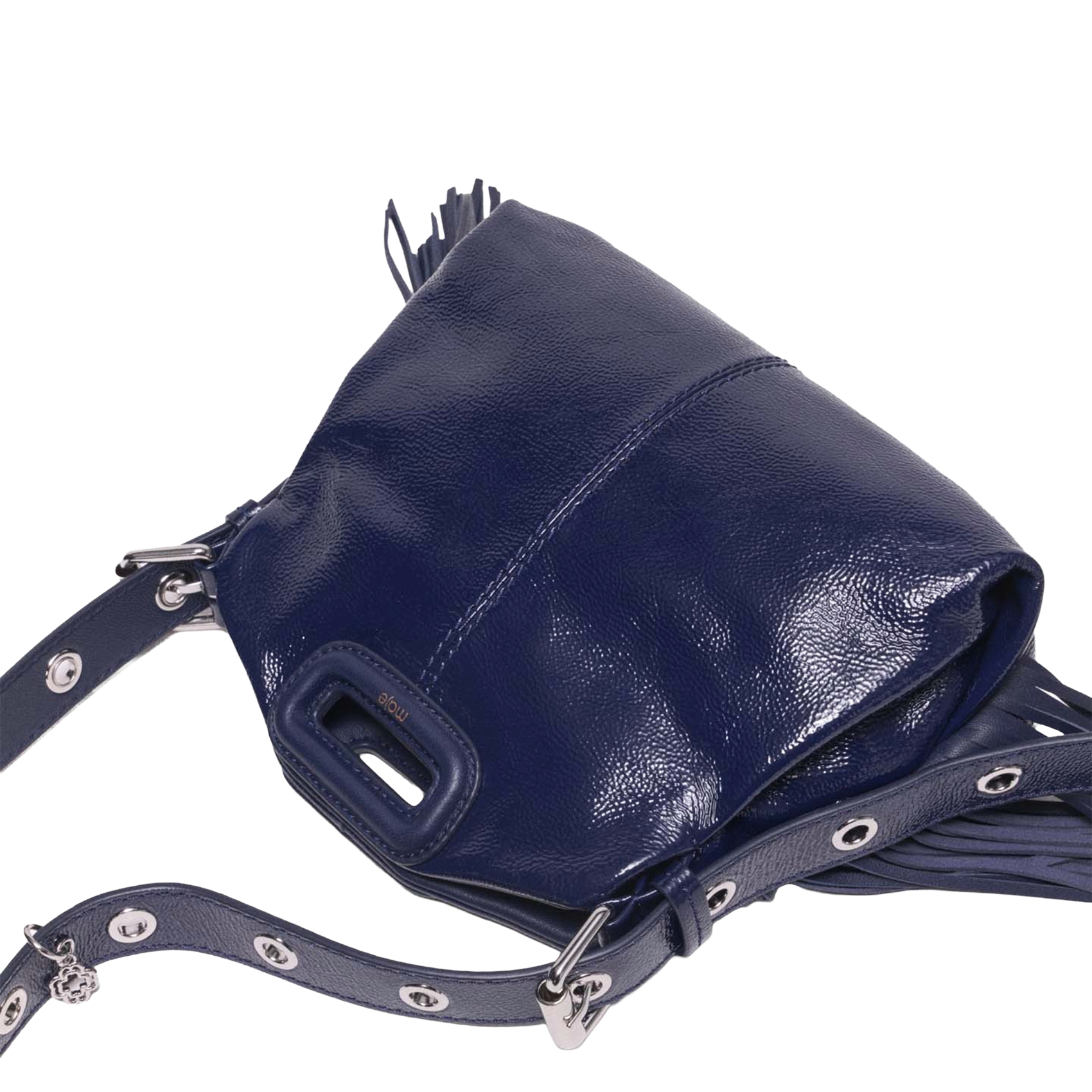 Sac bandoulière à franges en cuir miss m mini MAJE Beige