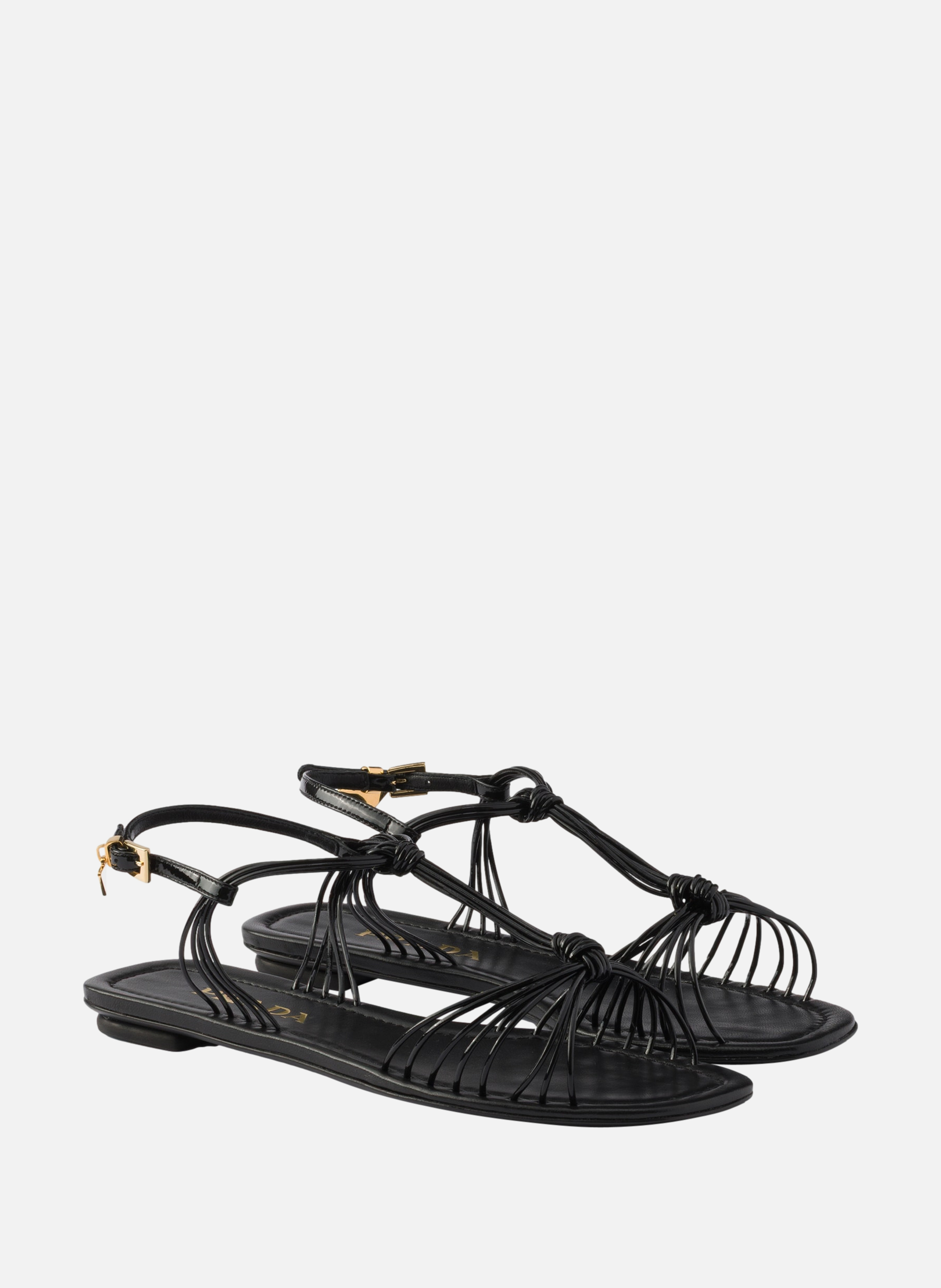 Sandales en cuir verni PRADA Noir