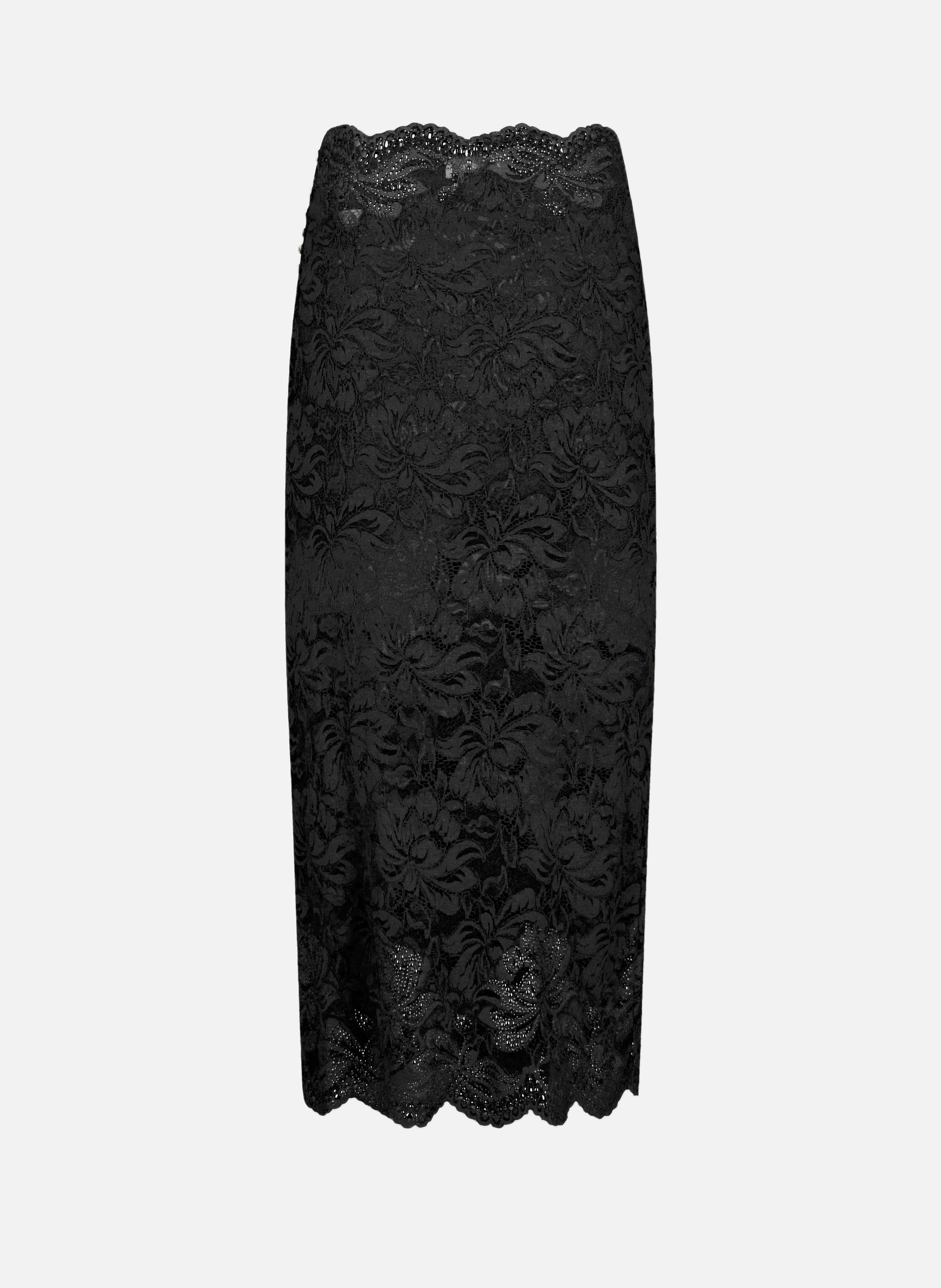 Jupe midi en dentelle RABANNE Noir