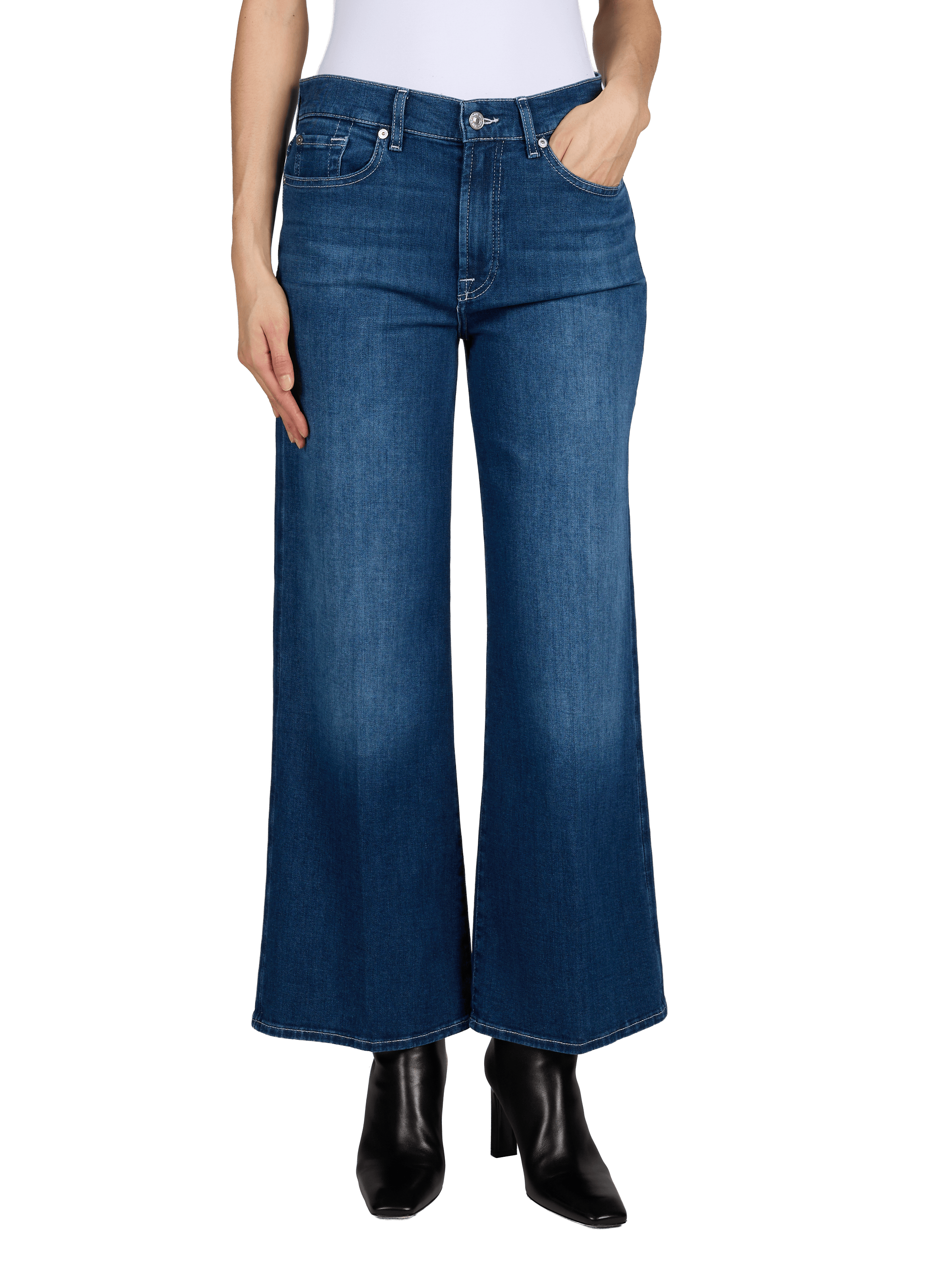 Jean large Lotta Ankle en coton mélangé 7 FOR ALL MANKIND Bleu