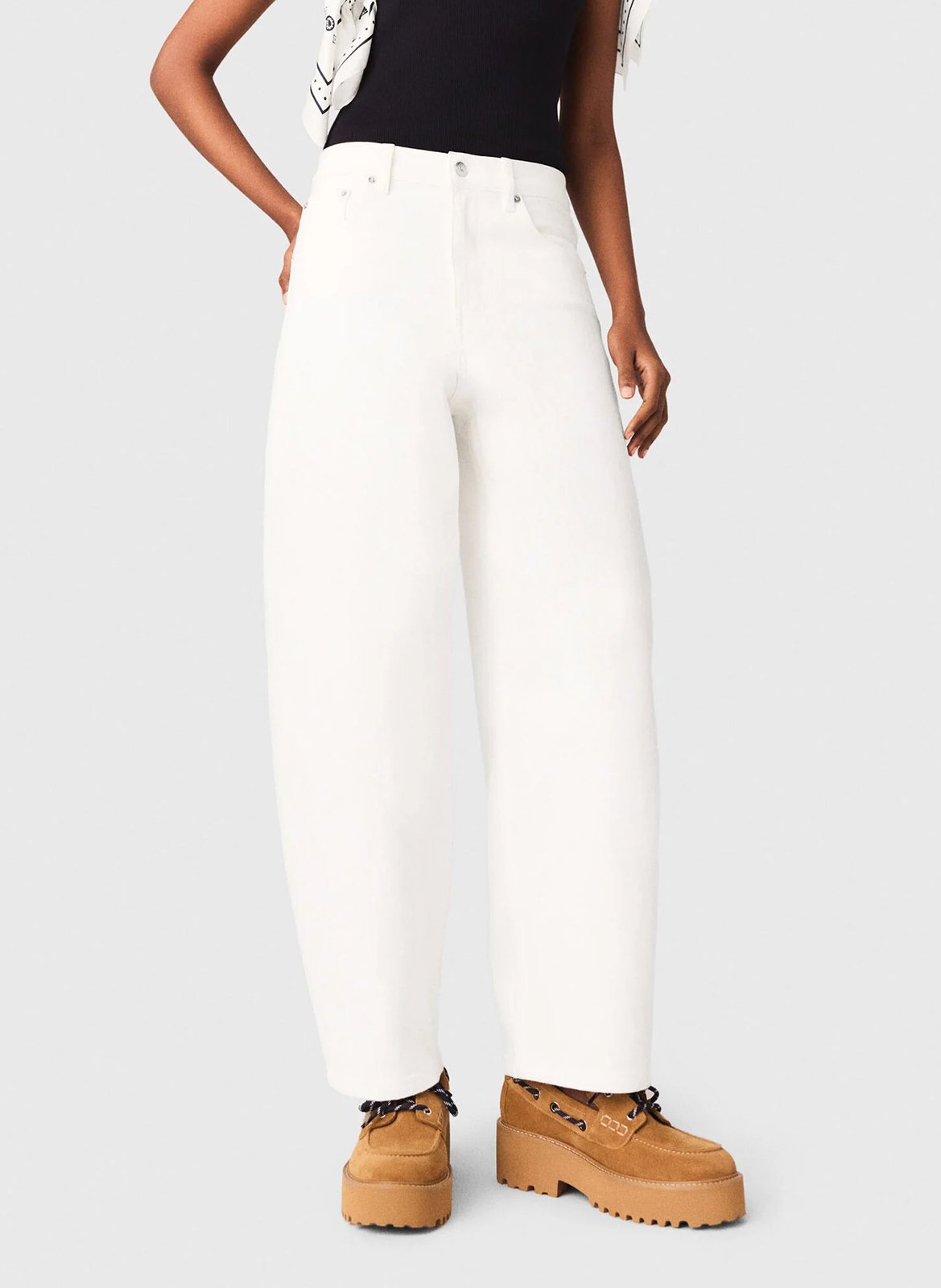 Jean large taille mi-haute uni MAJE Blanc