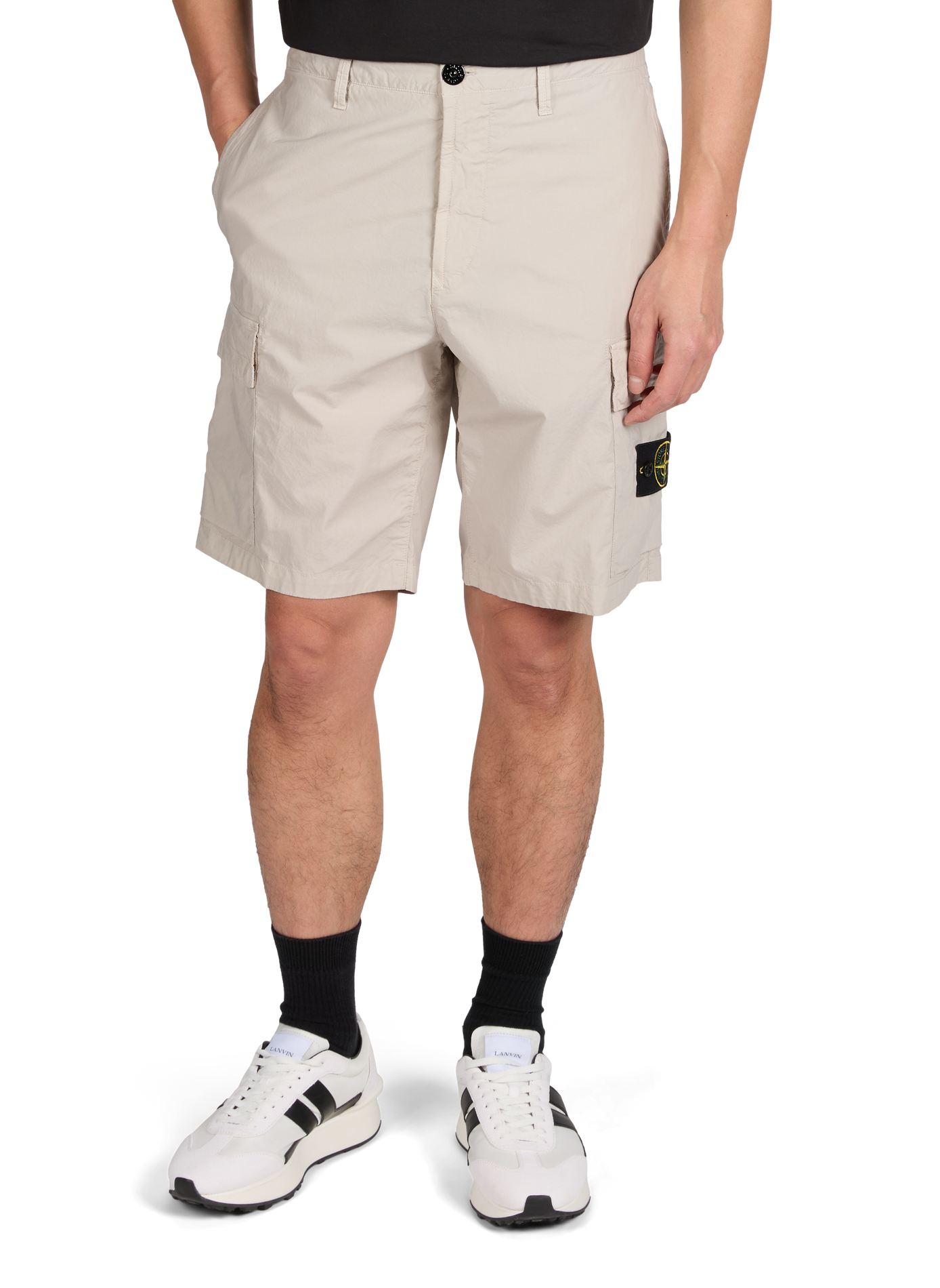 Short en coton mélangé STONE ISLAND Gris