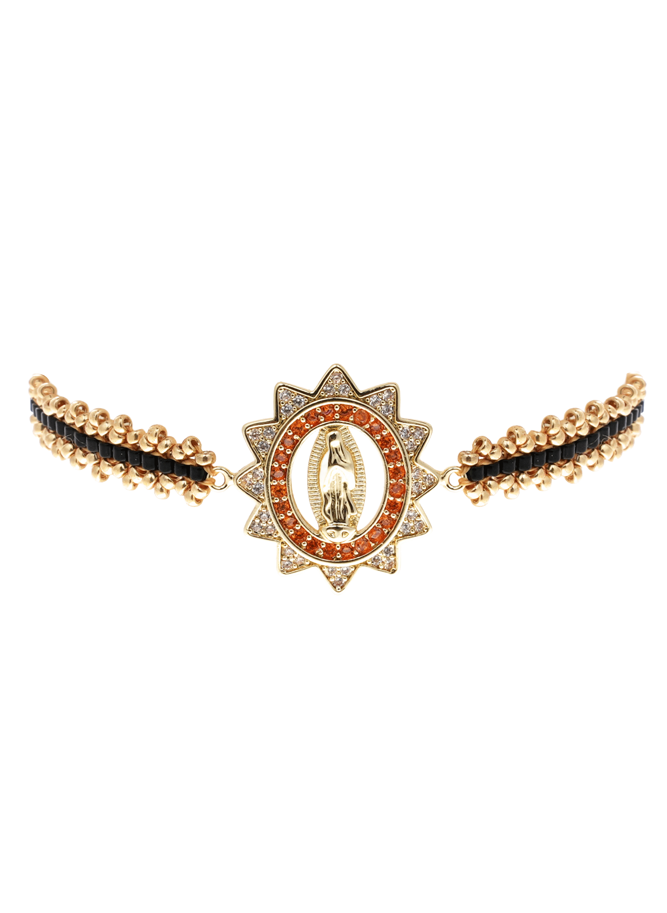 Bracelet perles réglable avec cabochon central jolyne HIPANEMA Noir