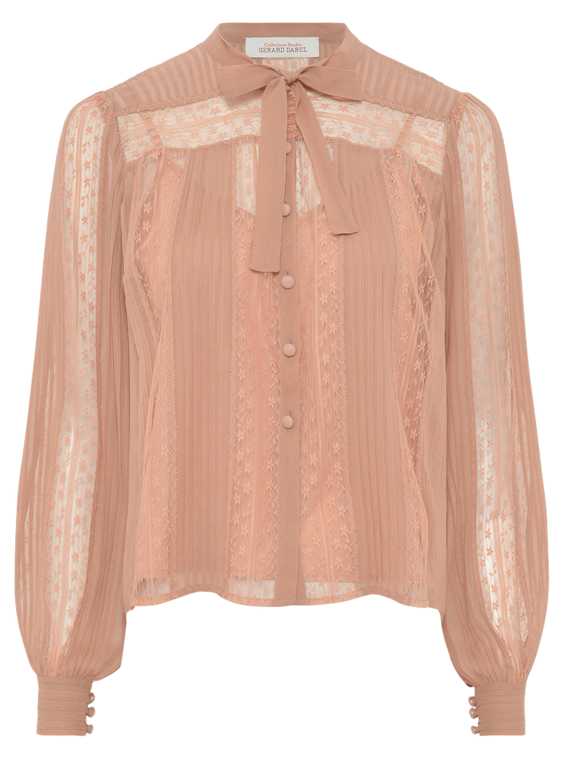 Chemise en dentelle à col lavallière - CYRANA GERARD DAREL Beige