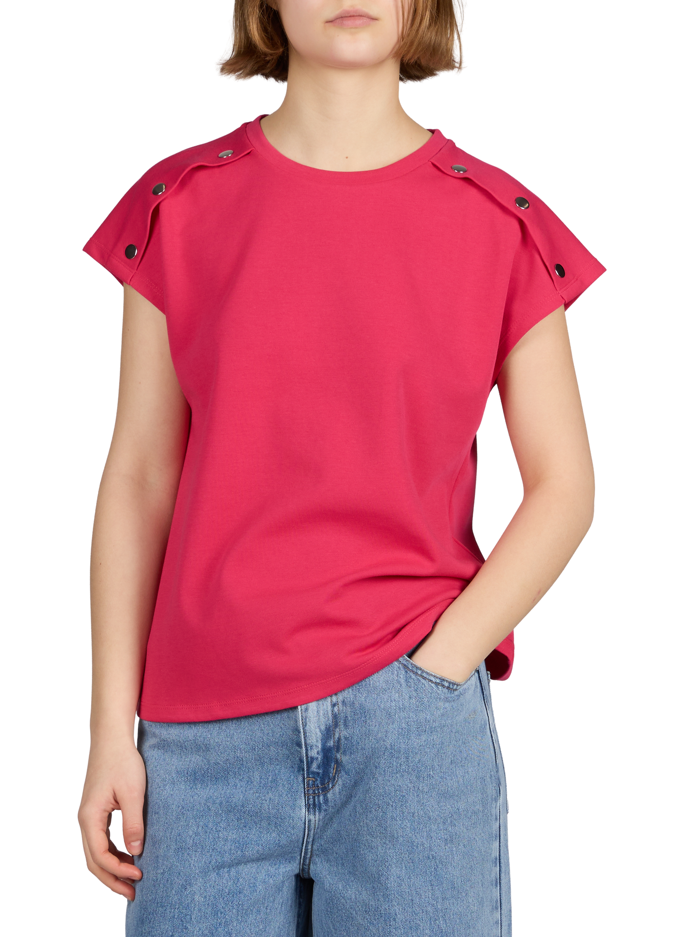 Top droit Vinorata en coton mélangé VILA Rose