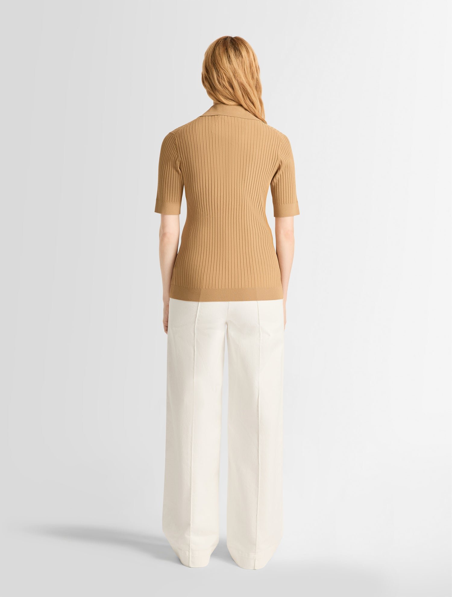 Polo manches courtes vera col chemise coupe ajustée FUSALP Beige