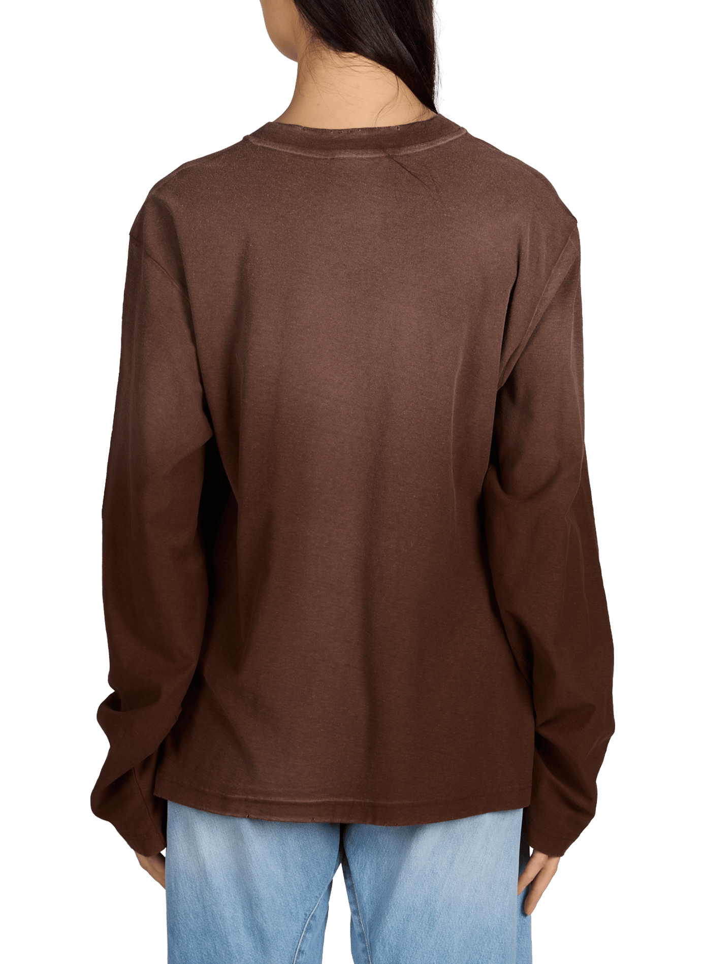 T-shirt manches longues en coton ACNE STUDIOS Marron