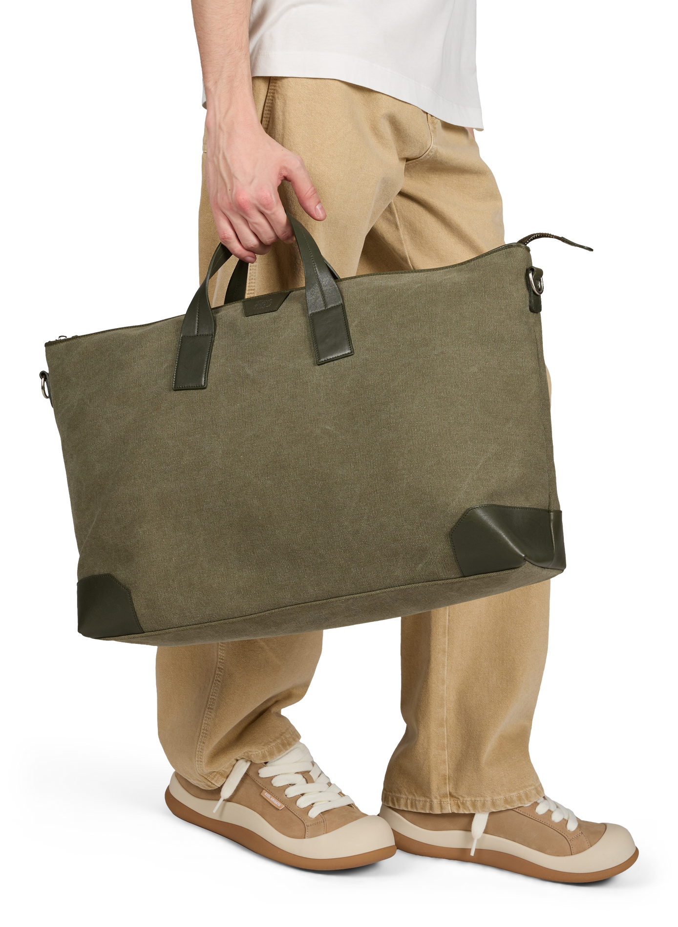 Sac week end en cuir  IL BISONTE Kaki