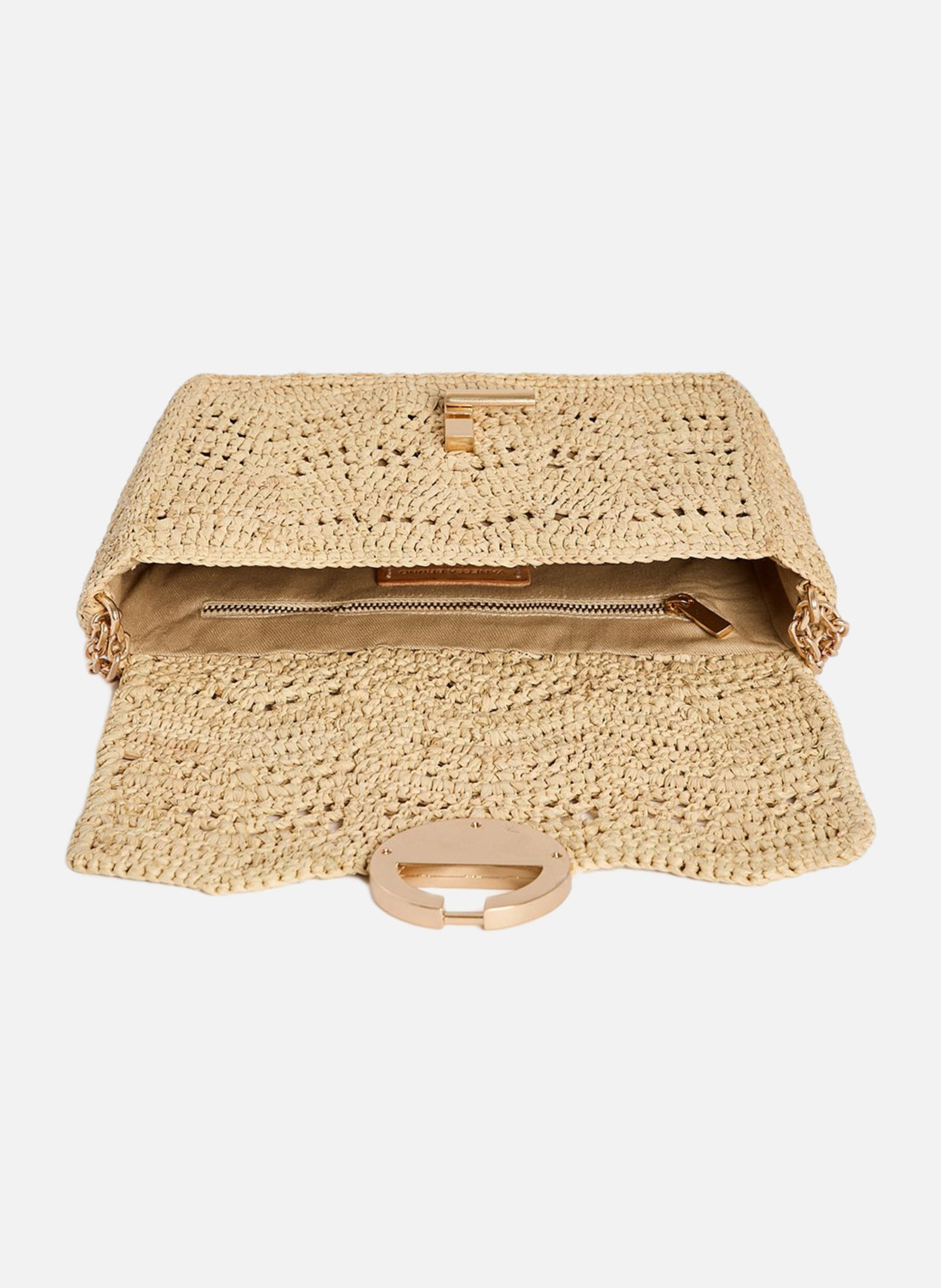 Sac moyen moon en raphia VANESSA BRUNO Beige