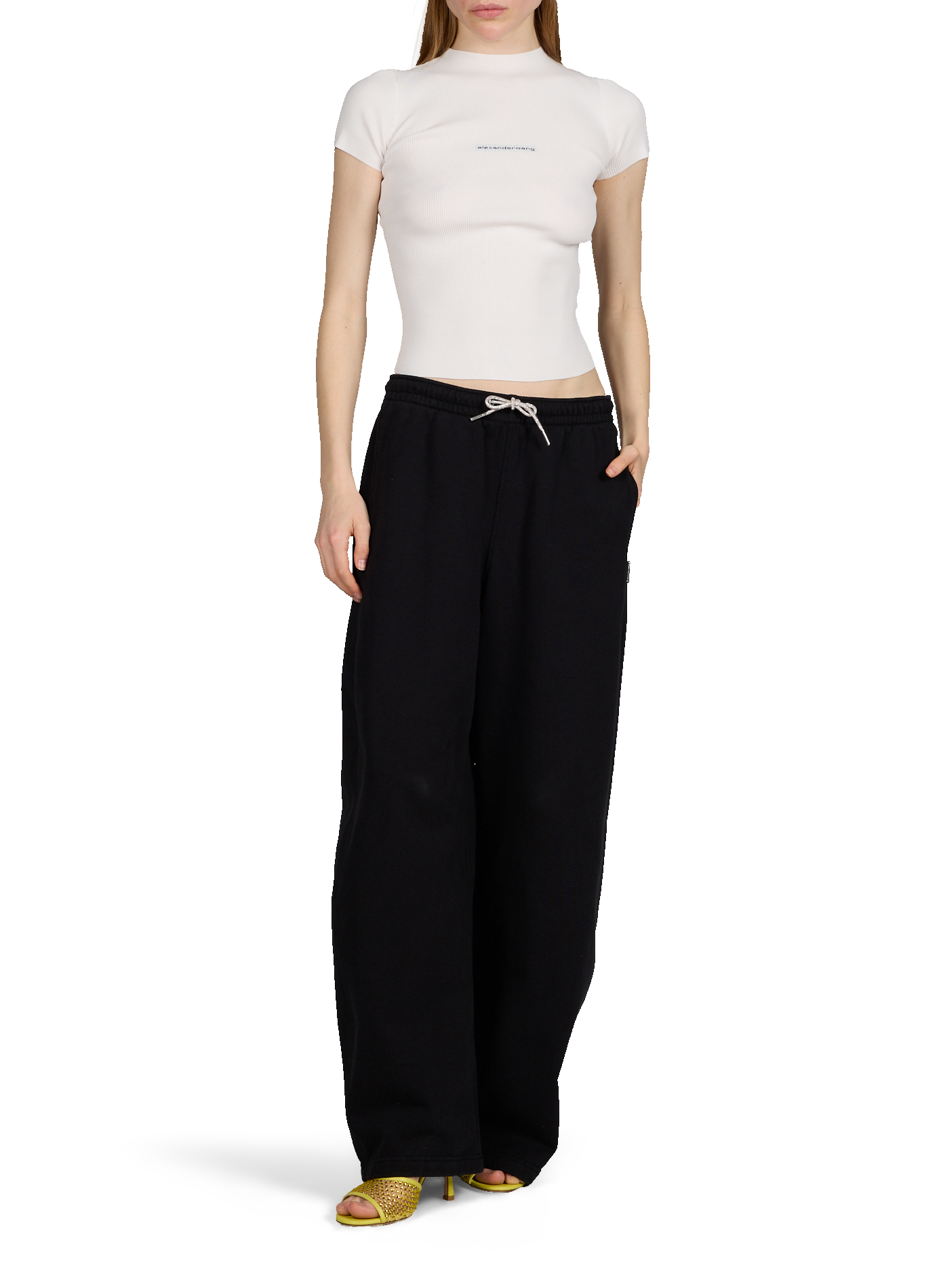 Ribbed round neck top ALEXANDER WANG White