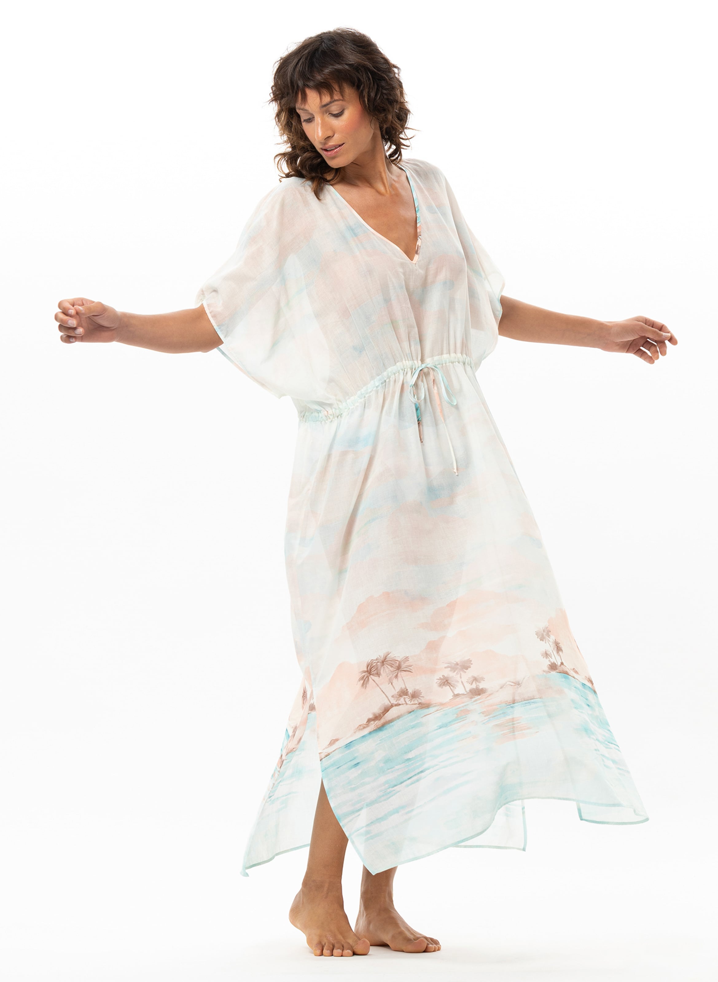 Kaftan en voile de coton sunset 240 LE CHAT Multicolore