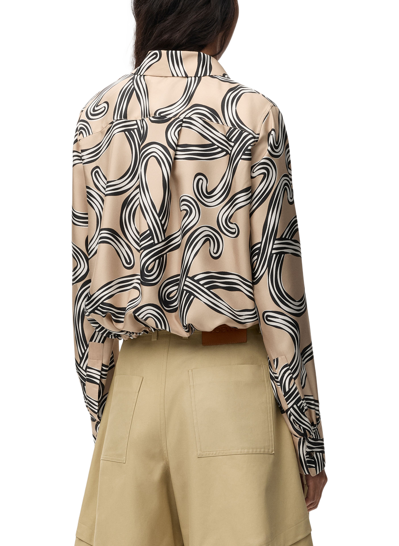 Printed silk balloon sleeve shirt LOEWE Beige