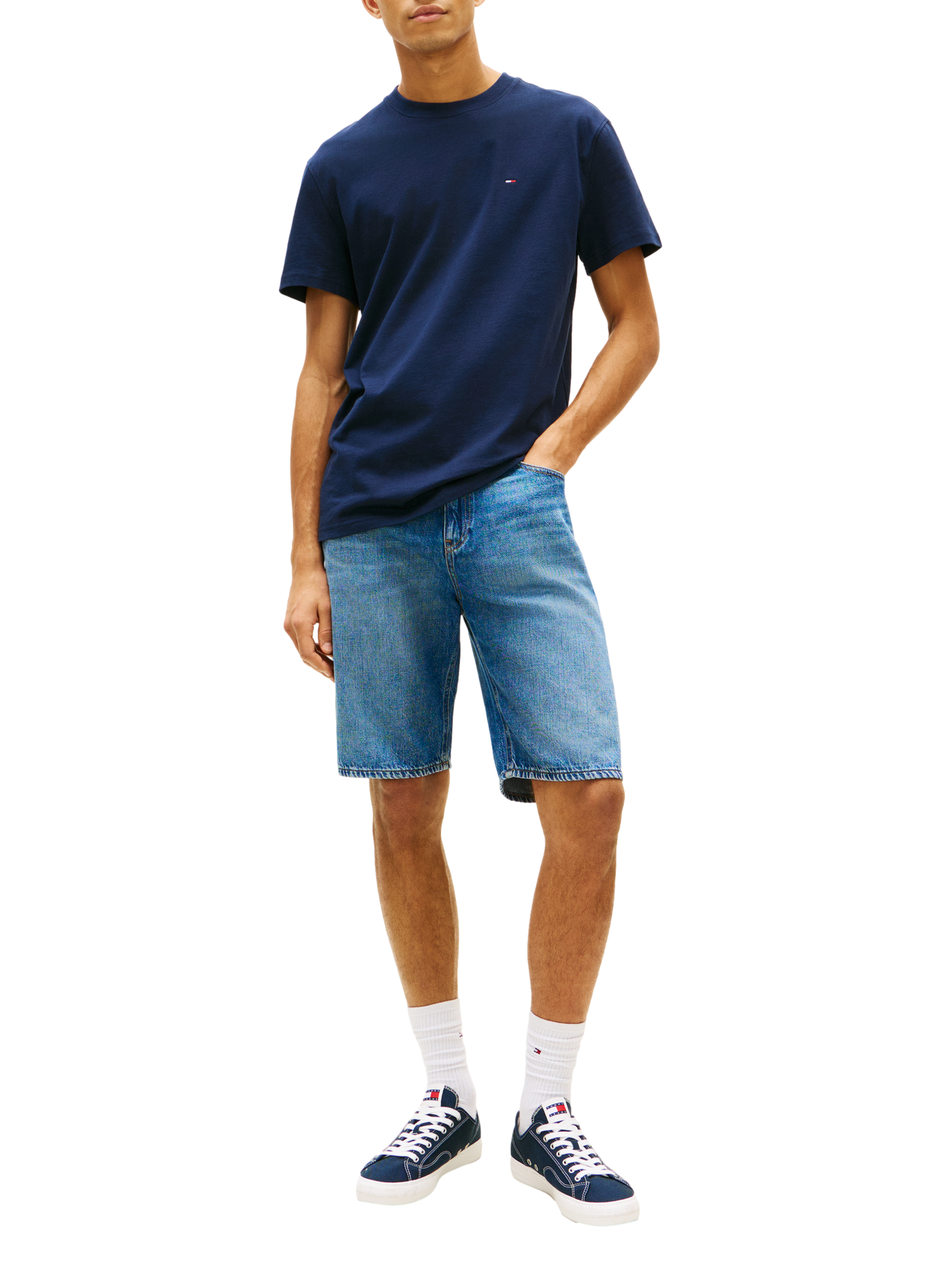 Short denim Otis with logo printed on pocket in cotton blend. TOMMY HILFIGER Blue