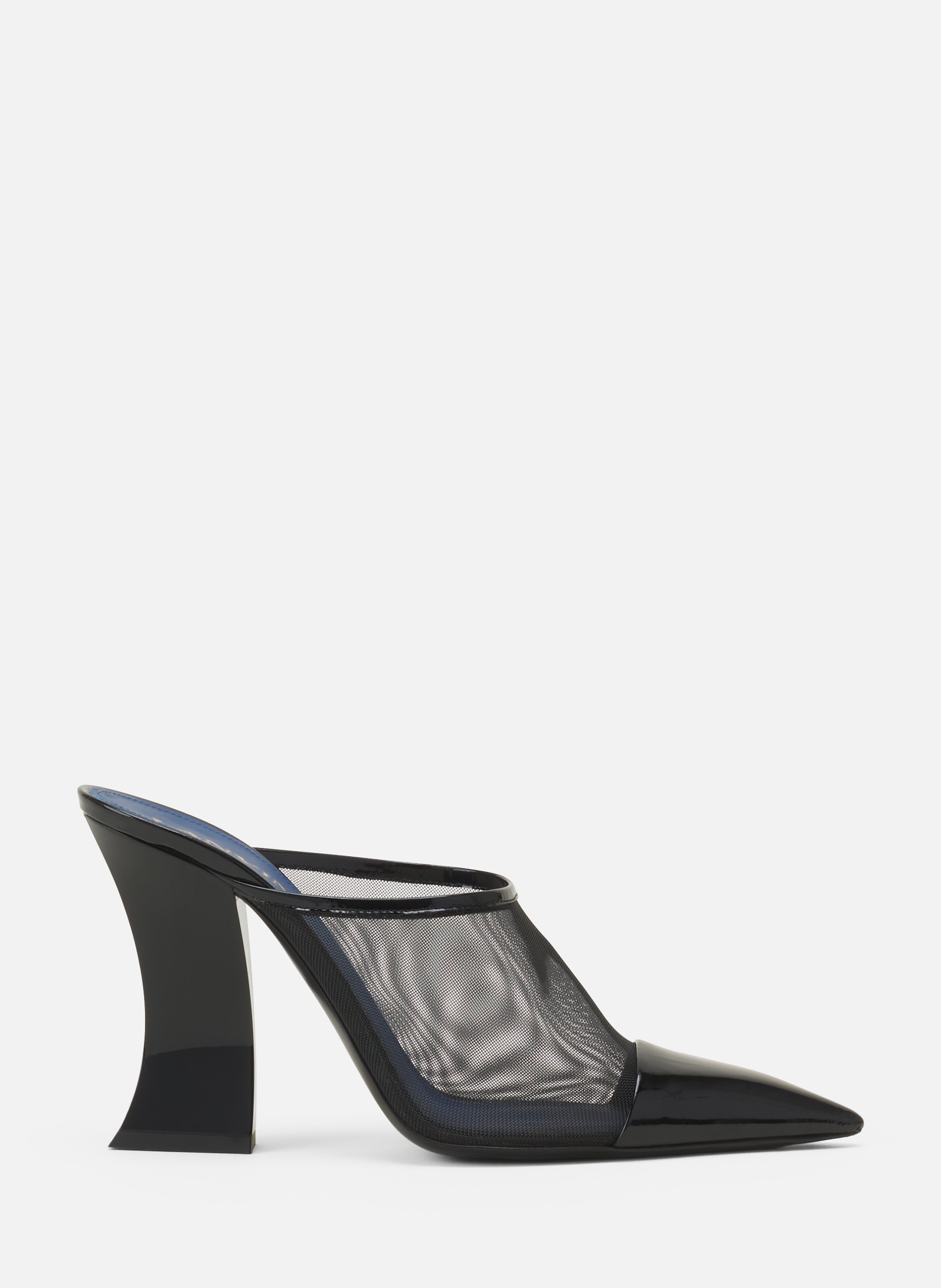Mule nocturne en mesh et cuir patent LANVIN Noir