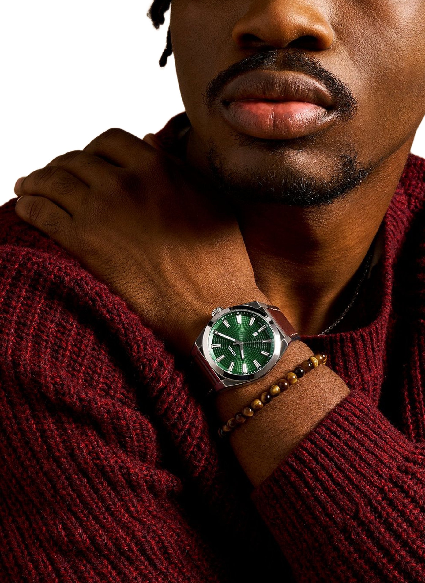 Montre quartz Everett en cuir FOSSIL Vert