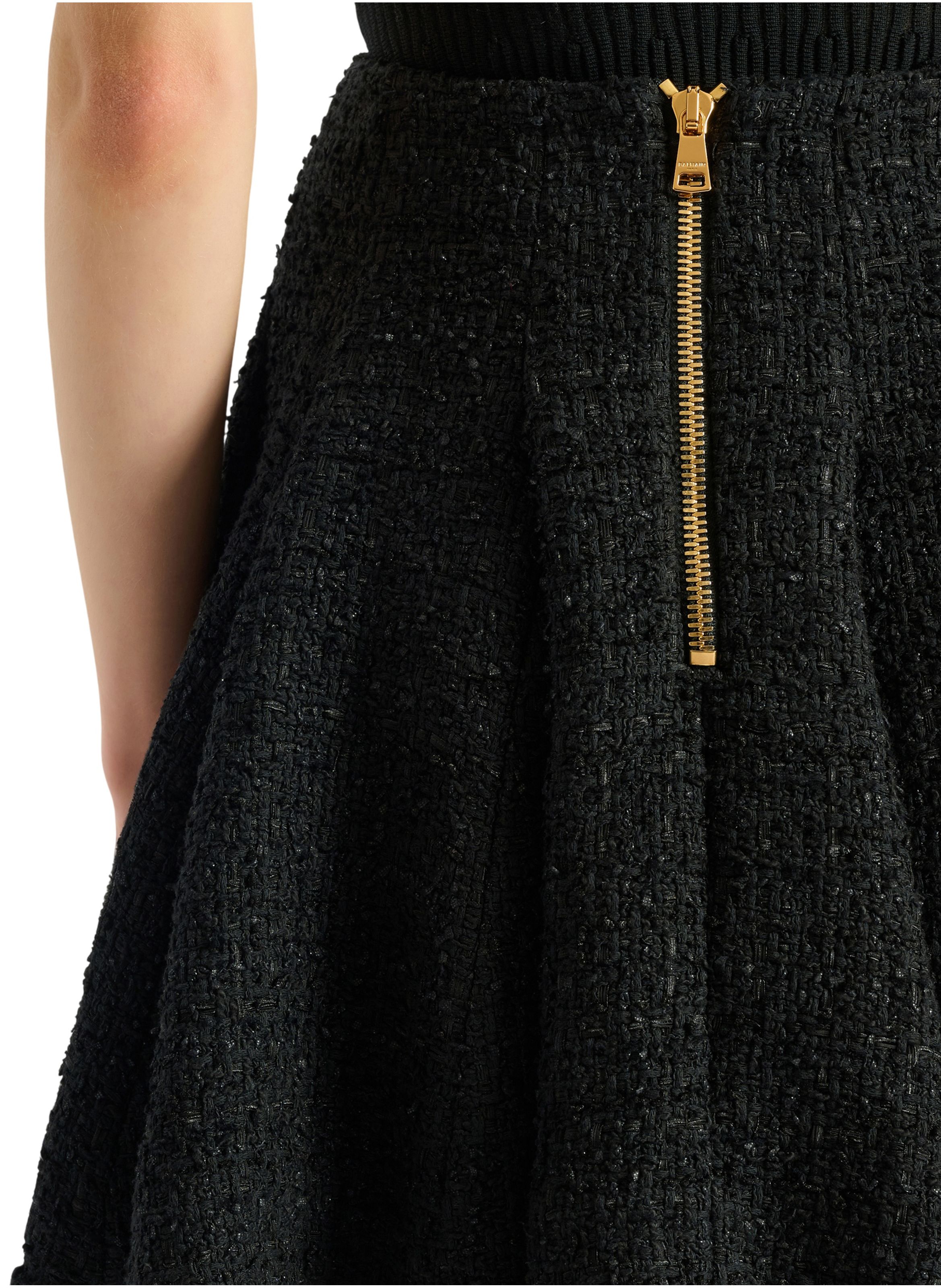 Jupe patineuse en tweed BALMAIN Noir
