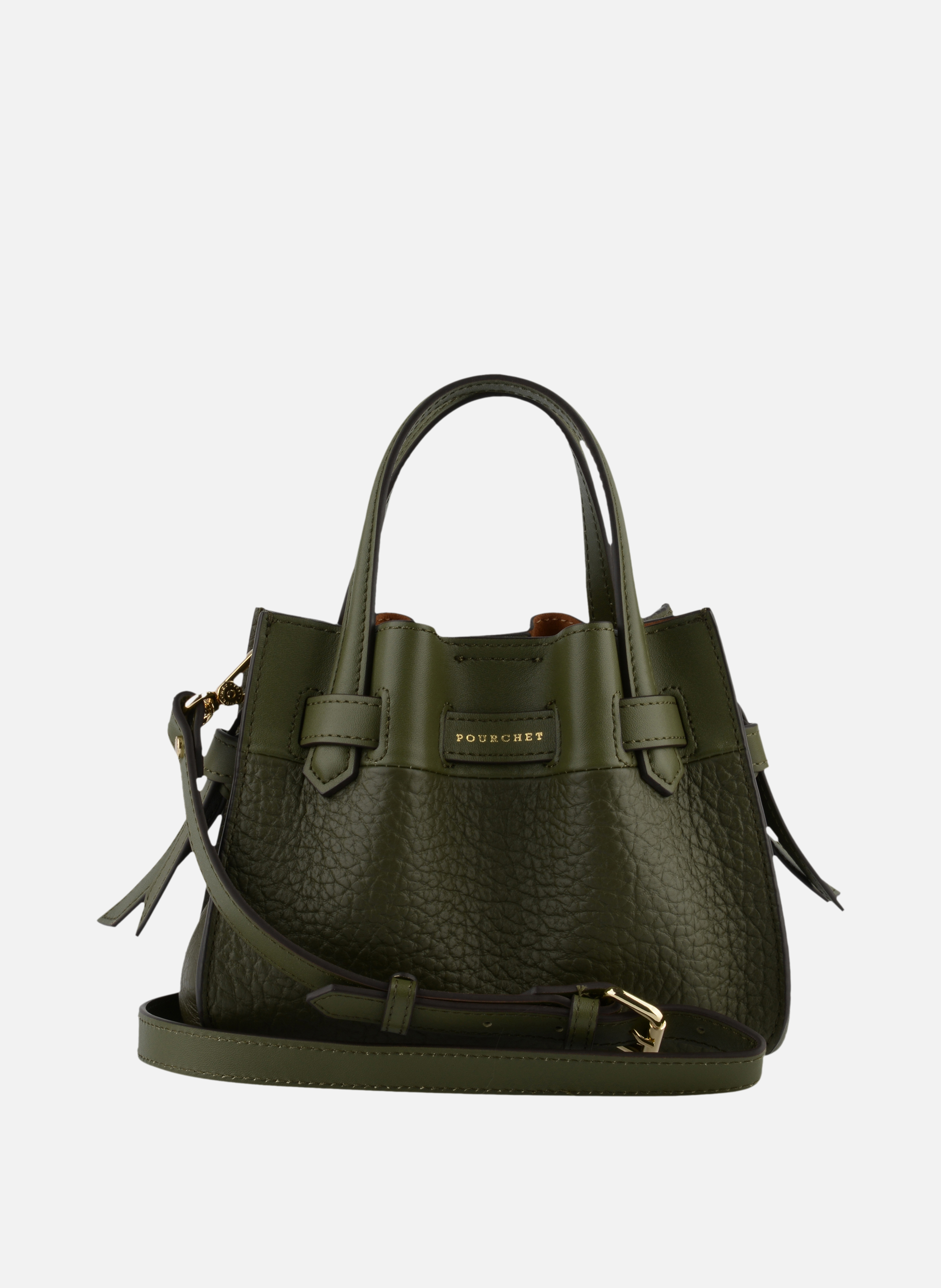 Blossom | sac à main nano en cuir de vachette POURCHET Kaki