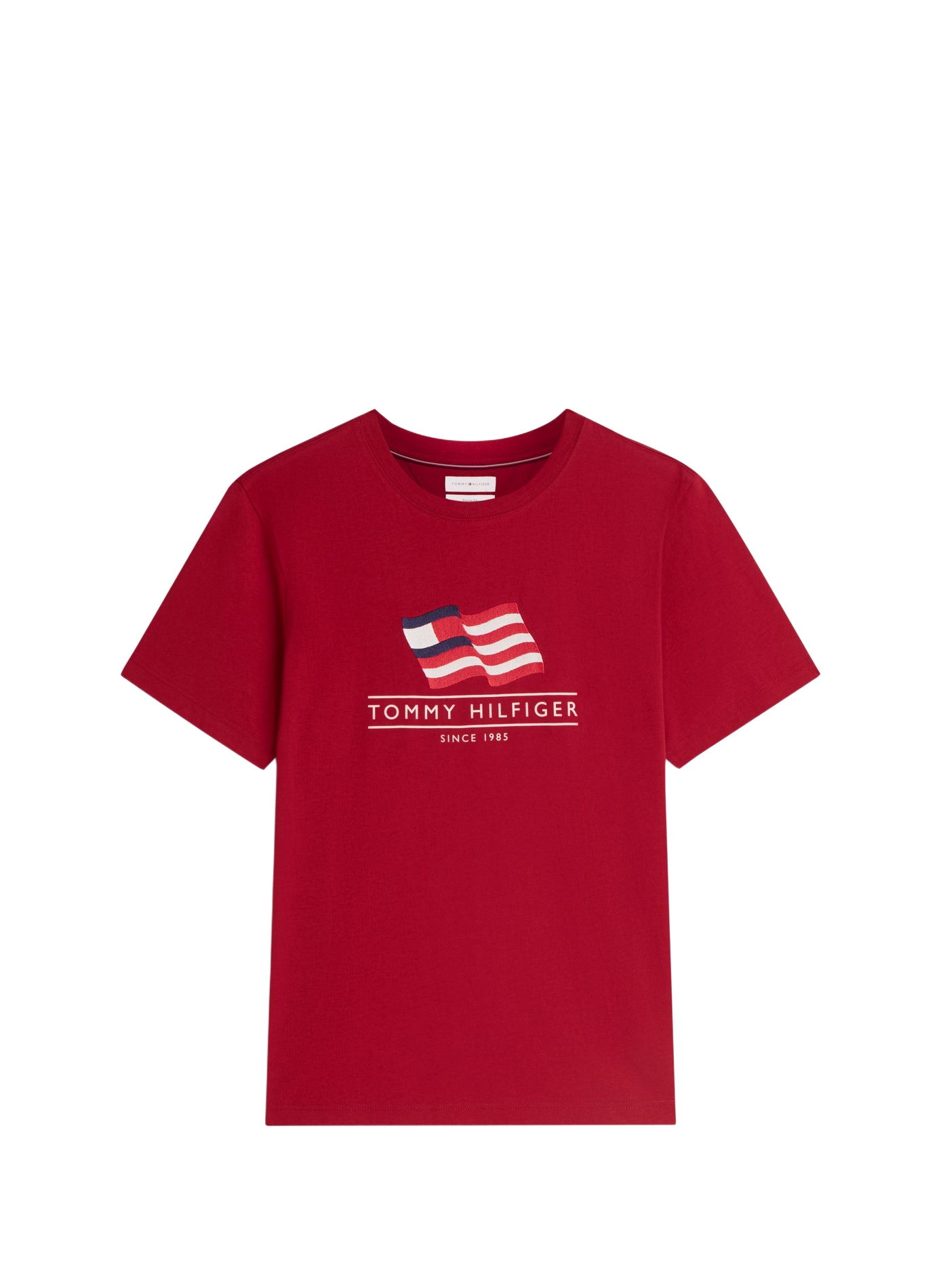 T-Shirt mit Flaggenmuster und Logo aus Baumwolle TOMMY HILFIGER Rot