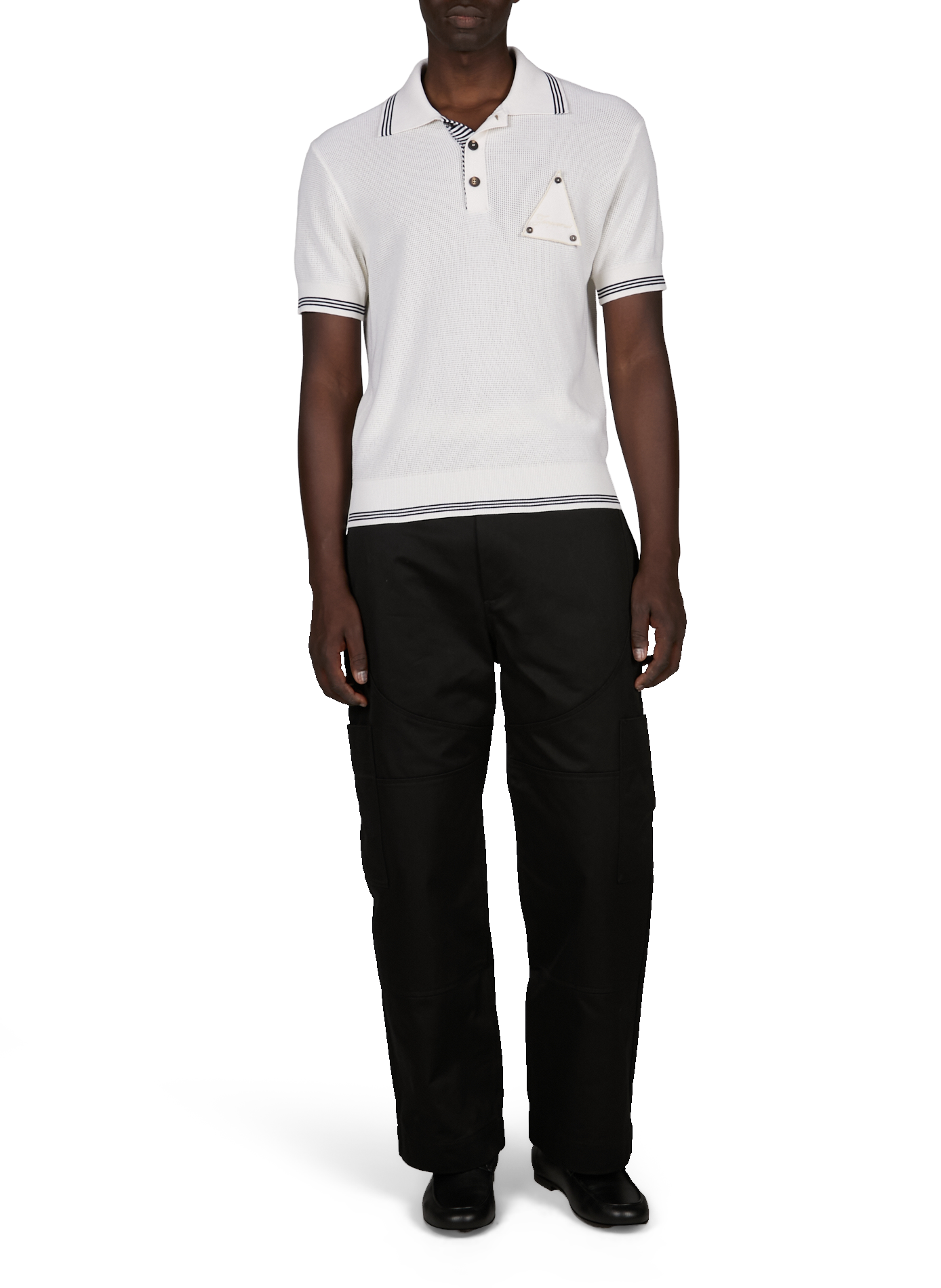 Le Polo Voilier rayé en soie et coton JACQUEMUS Blanc