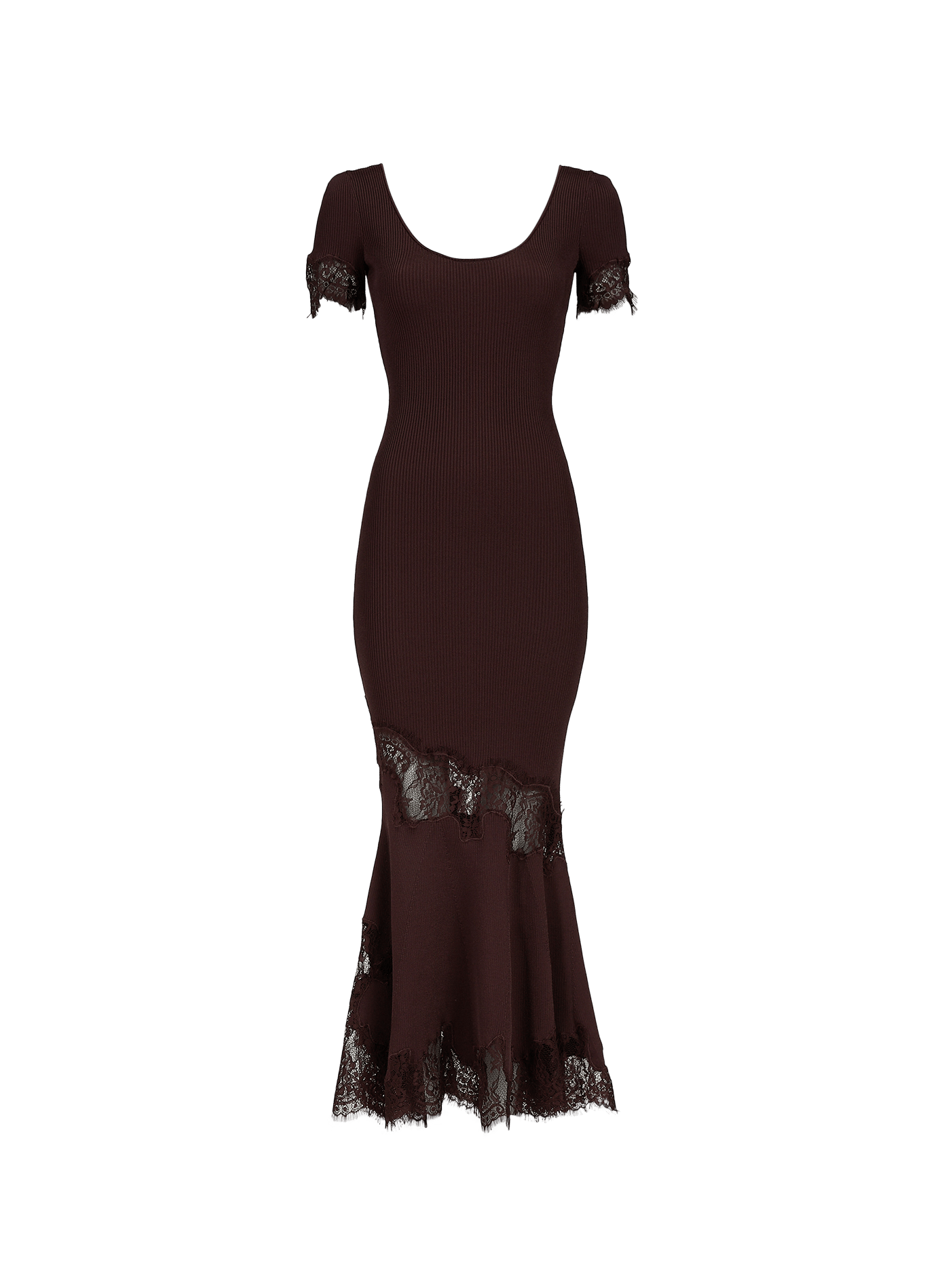 Eng anliegendes Midi-Kleid mit Spitze SELF PORTRAIT Braun