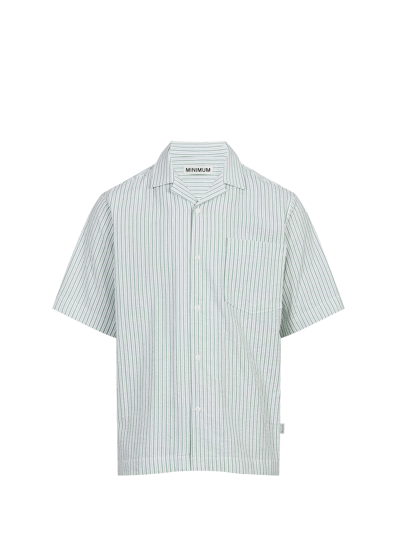 Camisa a rayas de manga corta en mezcla de algodón MINIMUM Verde