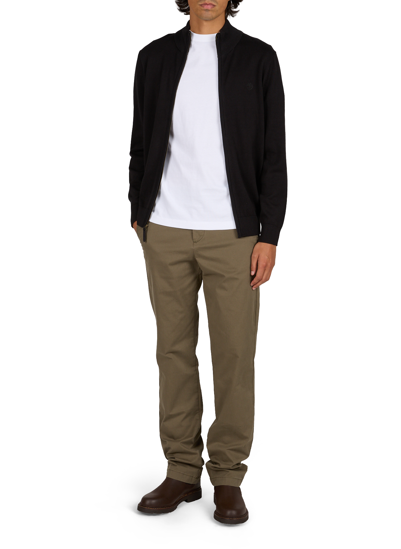 Straight zip-up cotton sweater TIMBERLAND Black