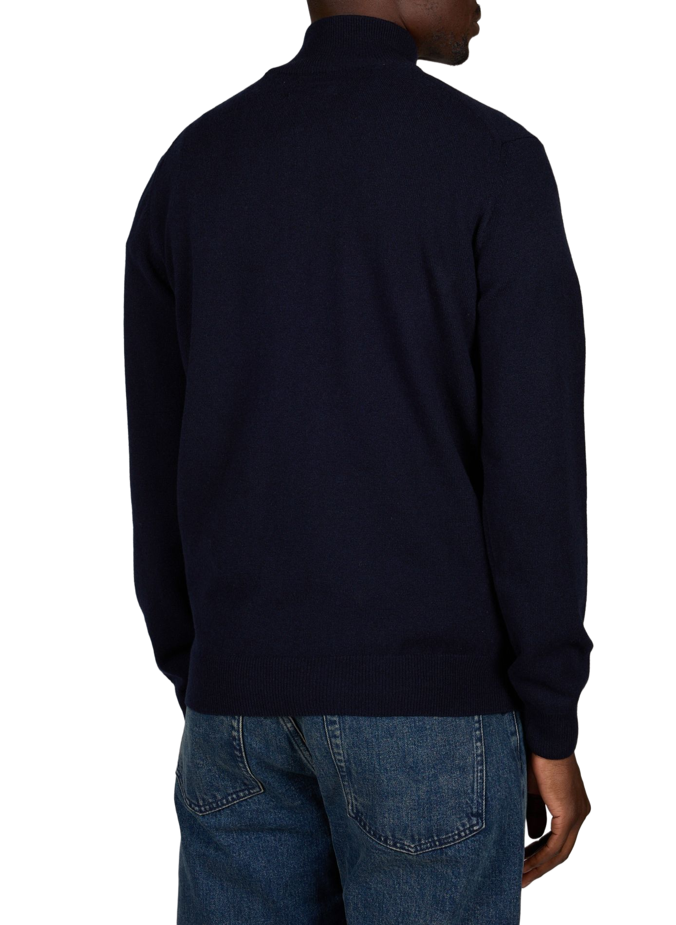 Pull col montant zippé uni en laine GANT Bleu