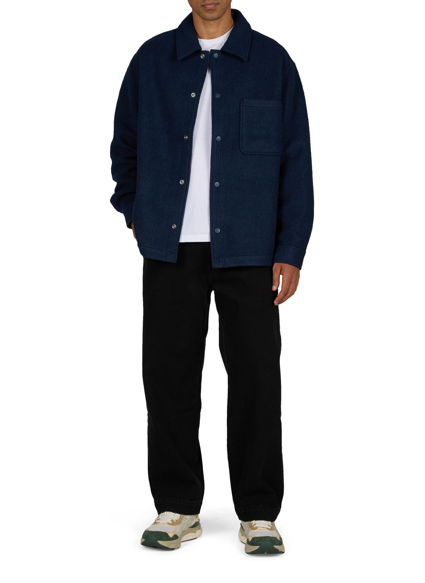 Veste droite boutonnée en laine mélangée AIGLE Bleu