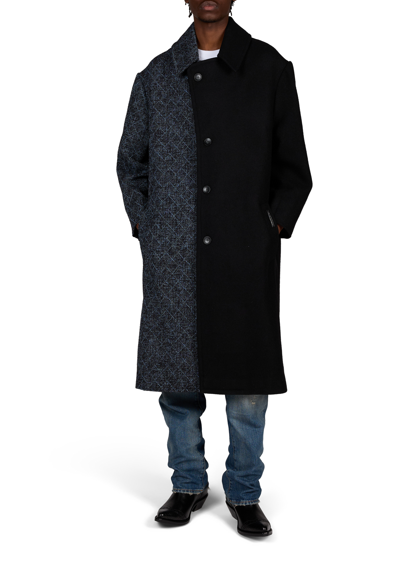 Oversized two-tone coat in a wool blend RENÈ Black