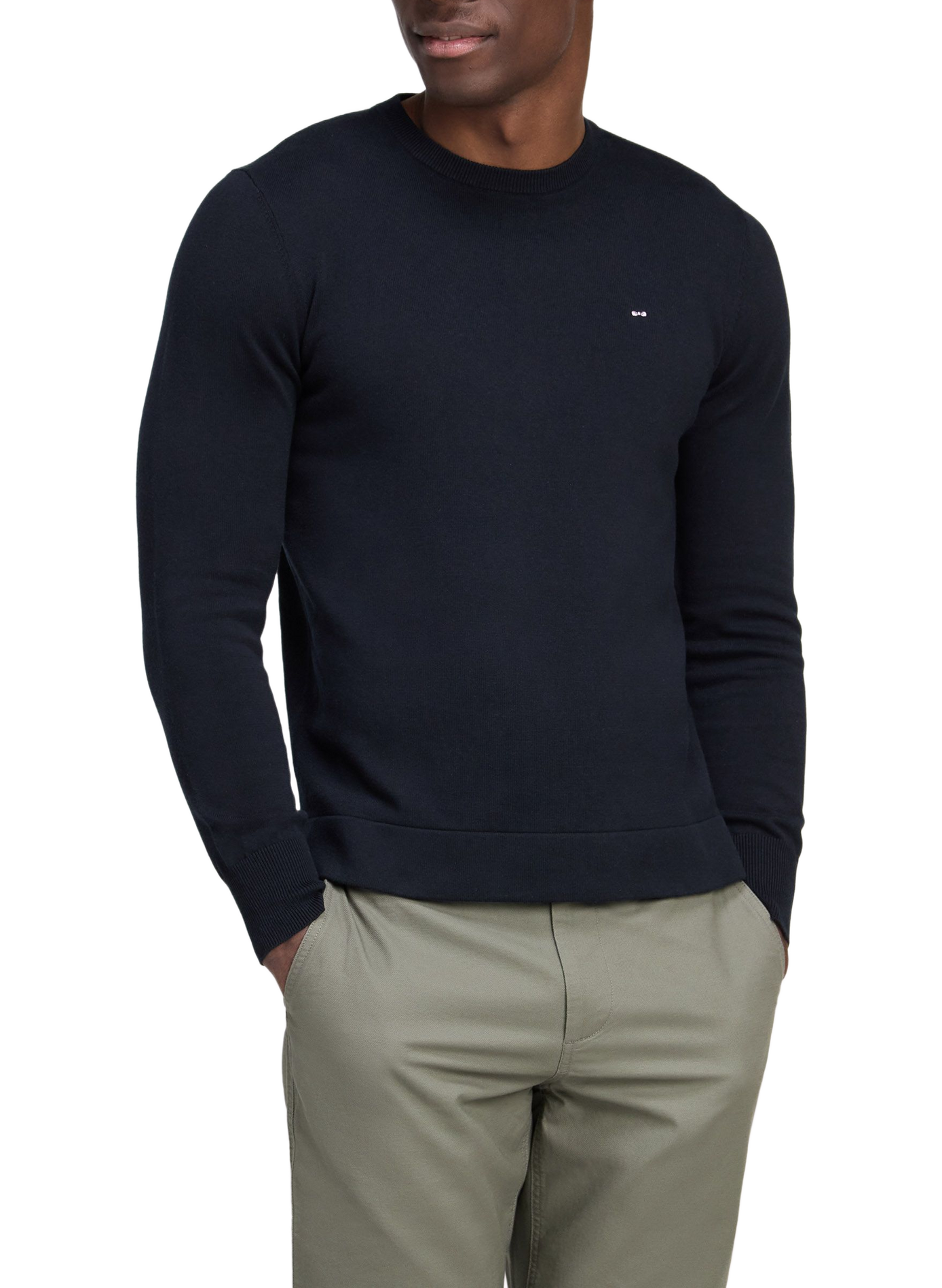 Pull col rond en coton mélangé EDEN PARK Black