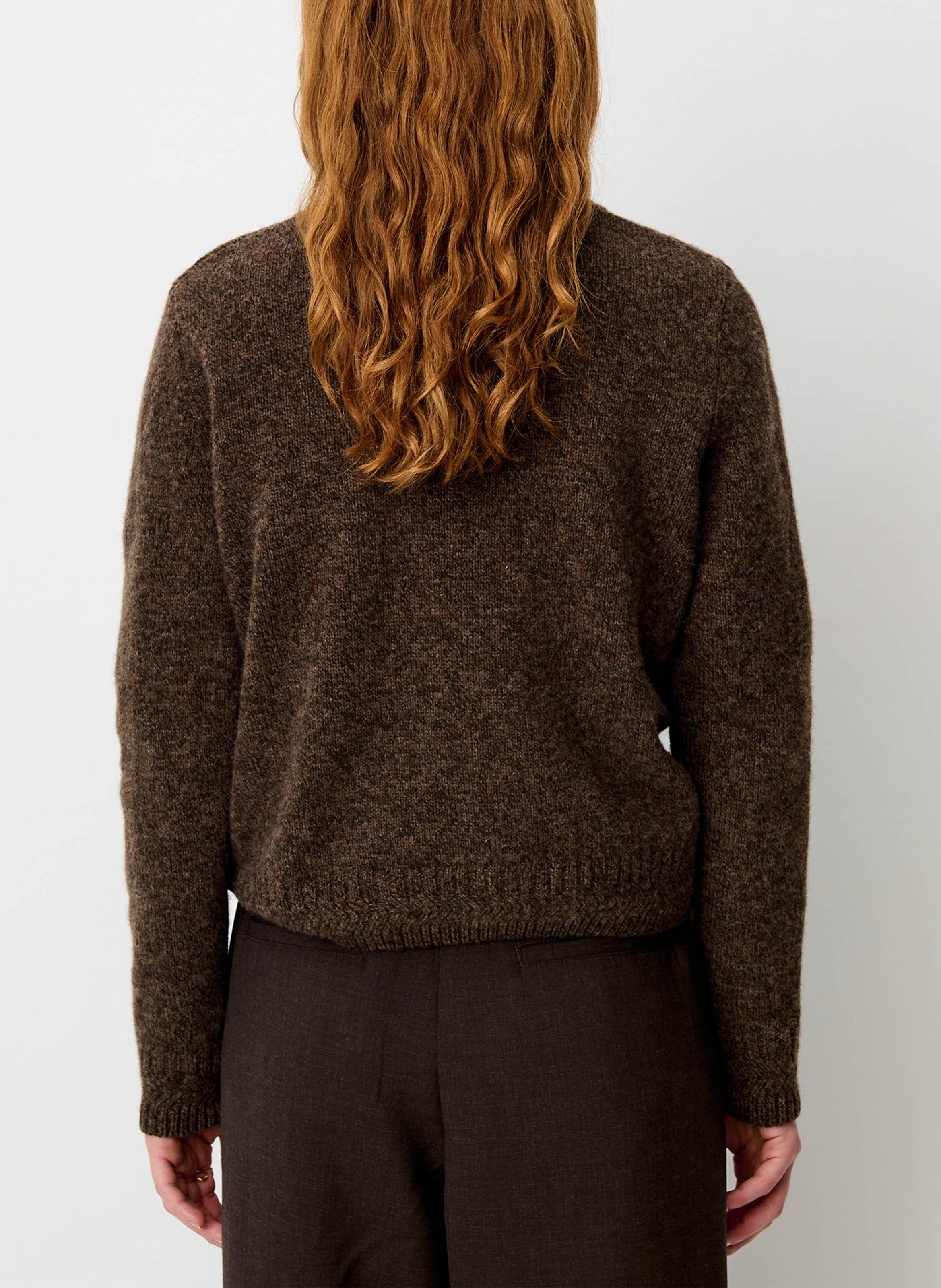 Pull oversize col rond en laine mérinos silty SESSUN Marron