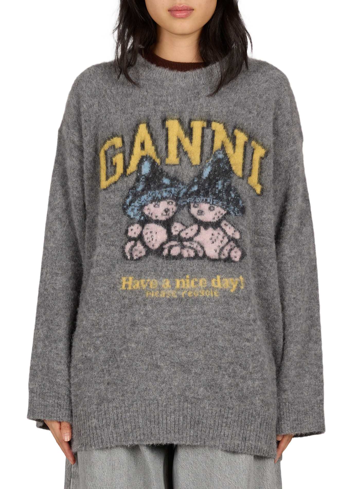 Oversized wool-blend jumper GANNI Grey