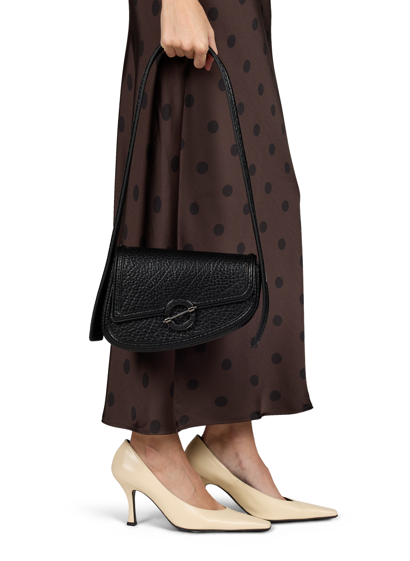 Sahero shoulder bag in mixed leather SAMSOE SAMSOE Black