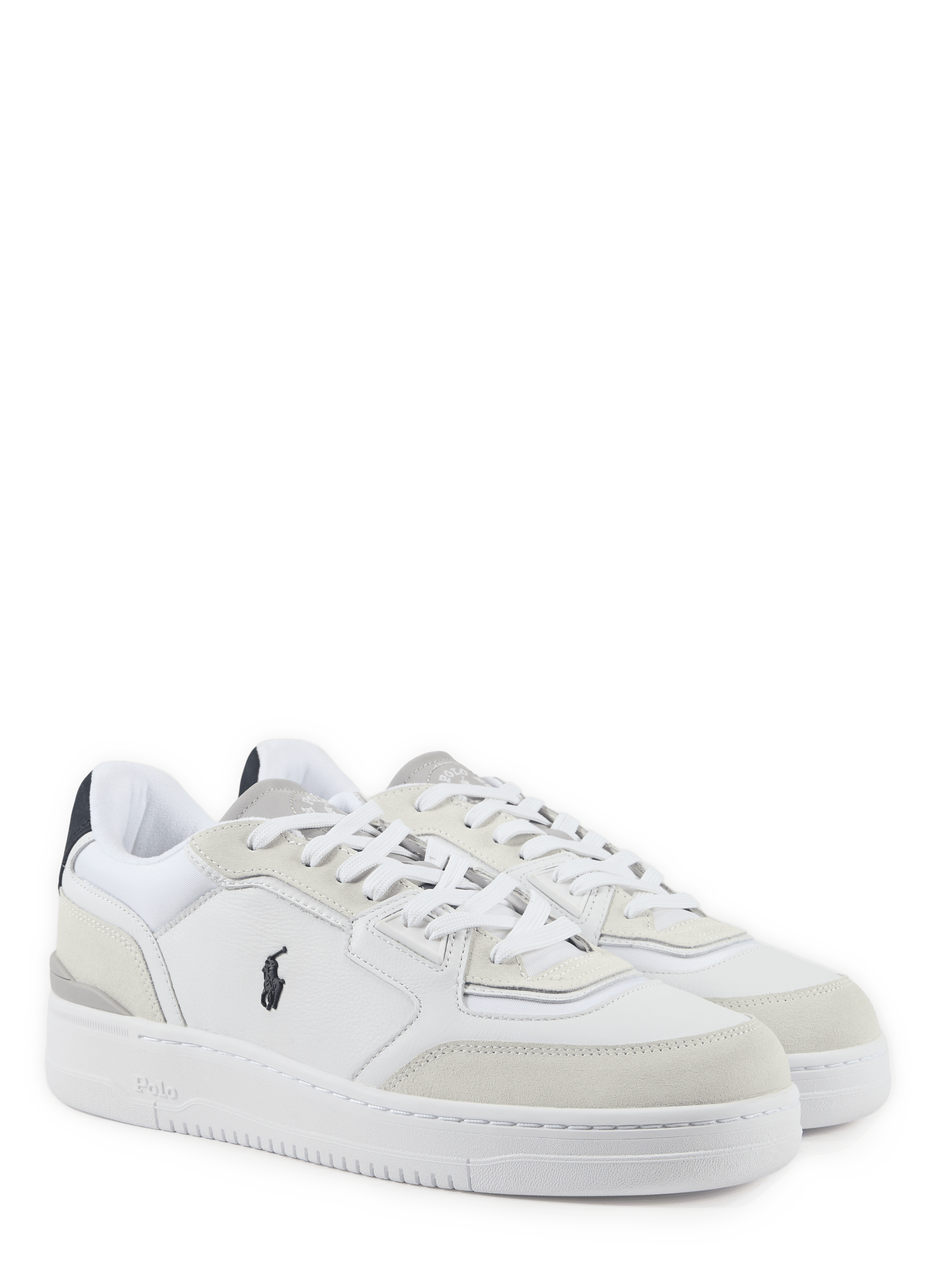 Open Masters mixed-leather lace-up sneakers POLO RALPH LAUREN White