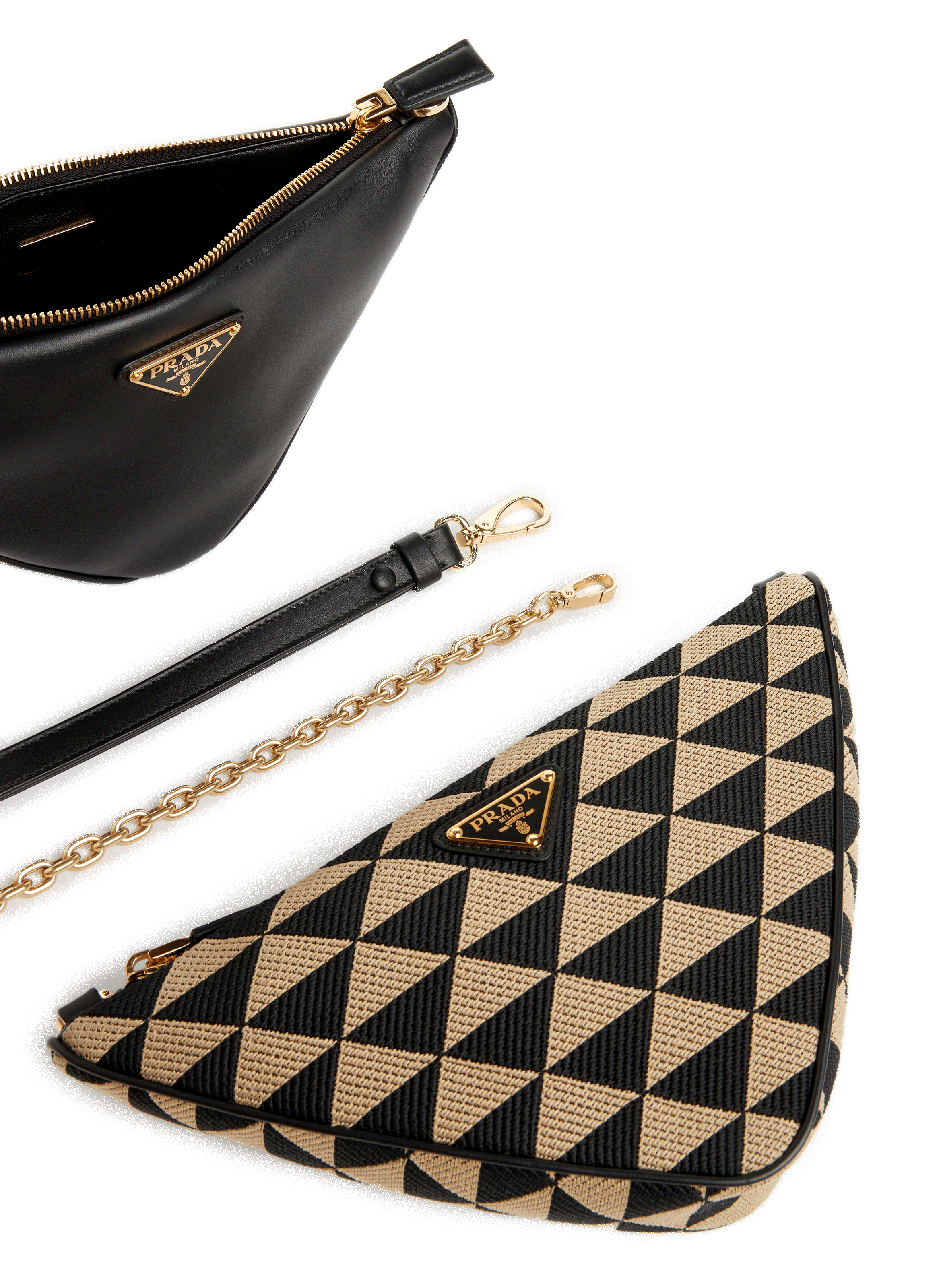 Prada Symbole leather and canvas mini bag Multicolour