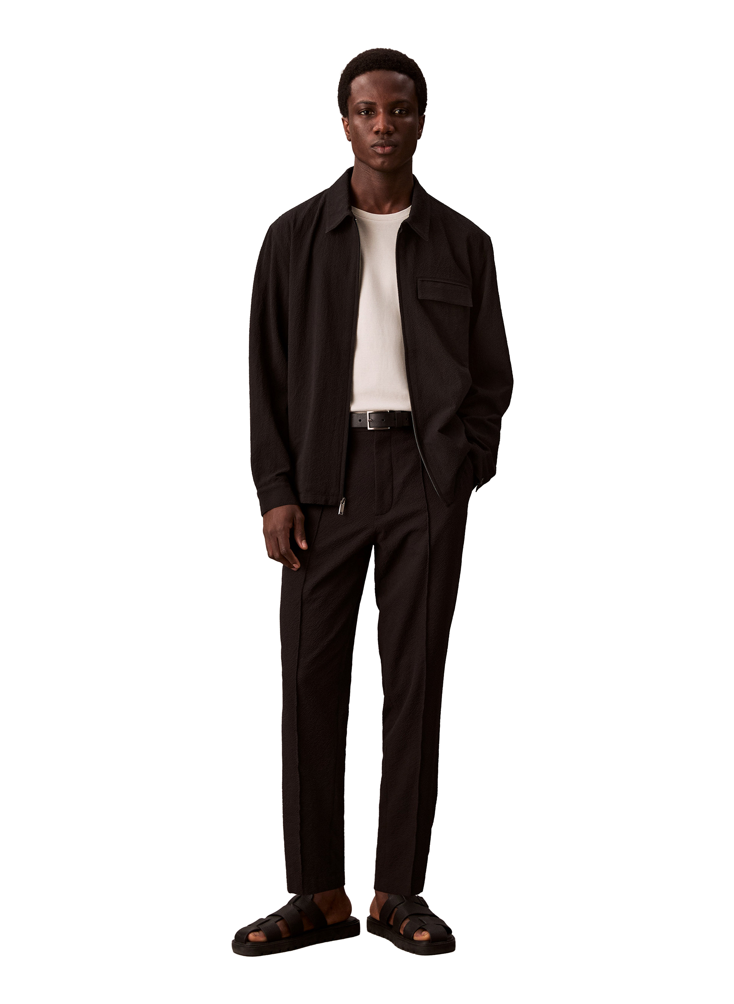 Blouson texturé col classique CALVIN KLEIN Noir