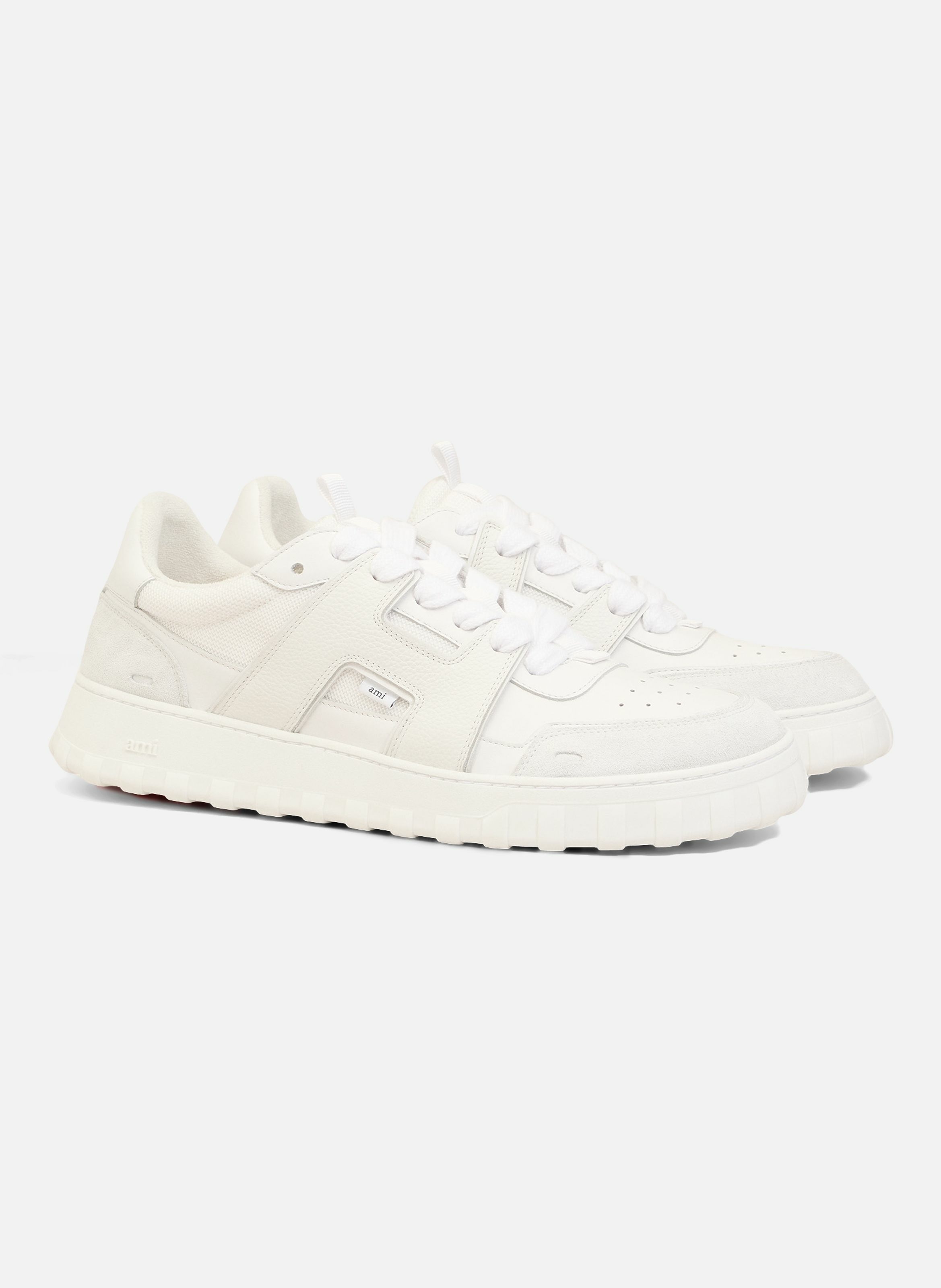 Sneakers a walk unisexes en cuir de vachette AMI PARIS Blanc