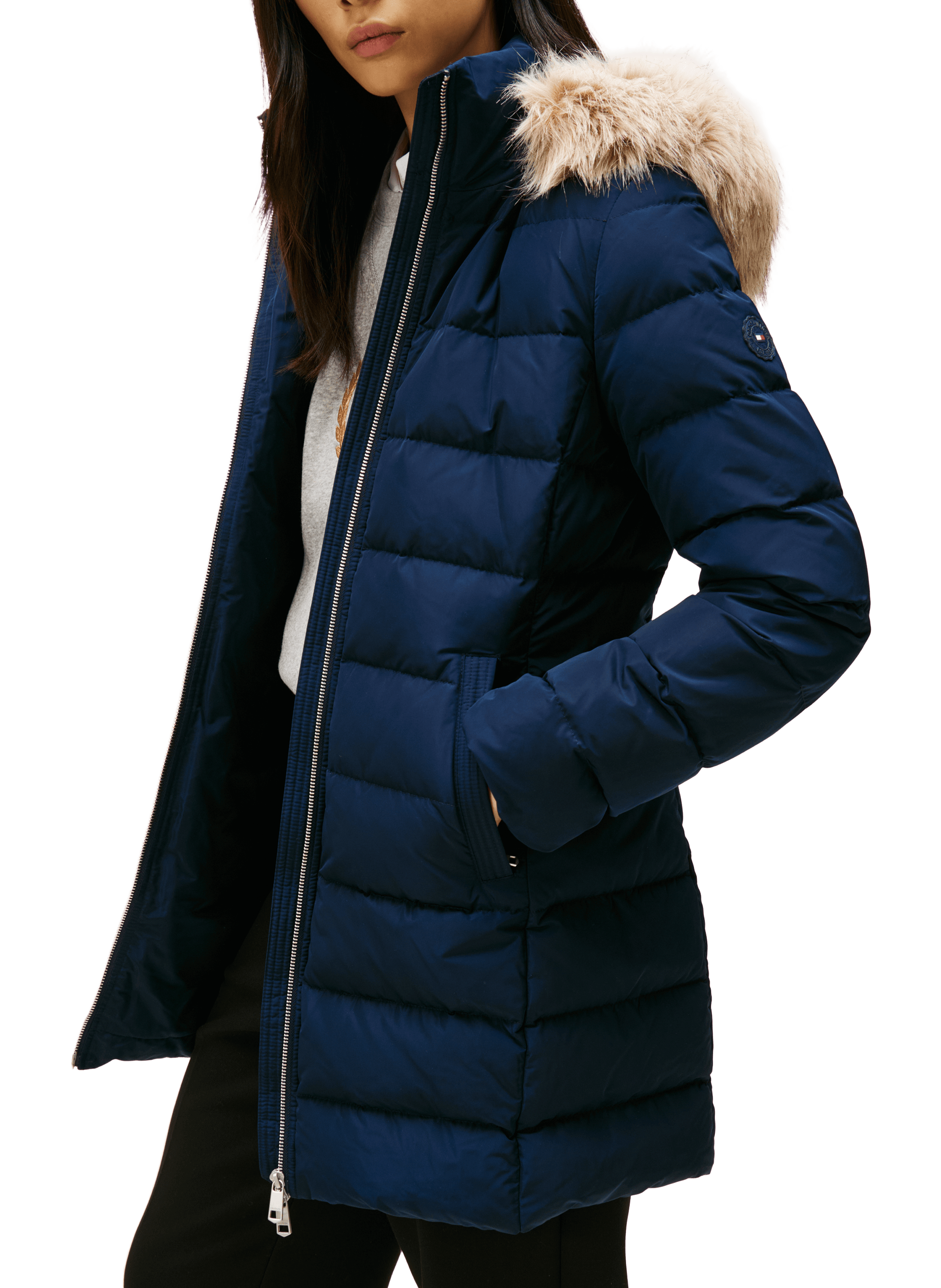 Doudoune à capuche en fausse fourrure TOMMY HILFIGER Bleu