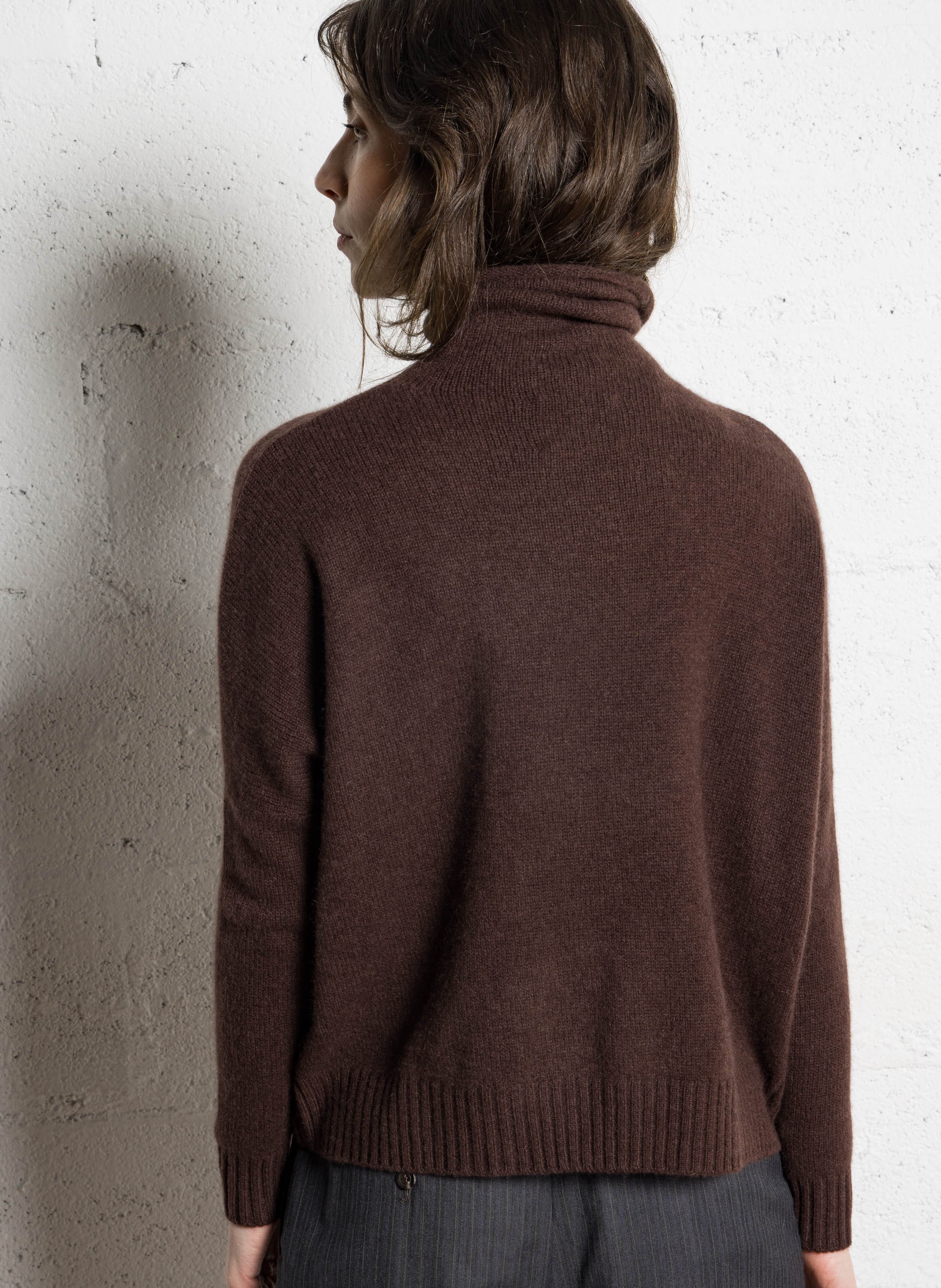 Pull col roulé en cachemire tila KUJTEN Marron