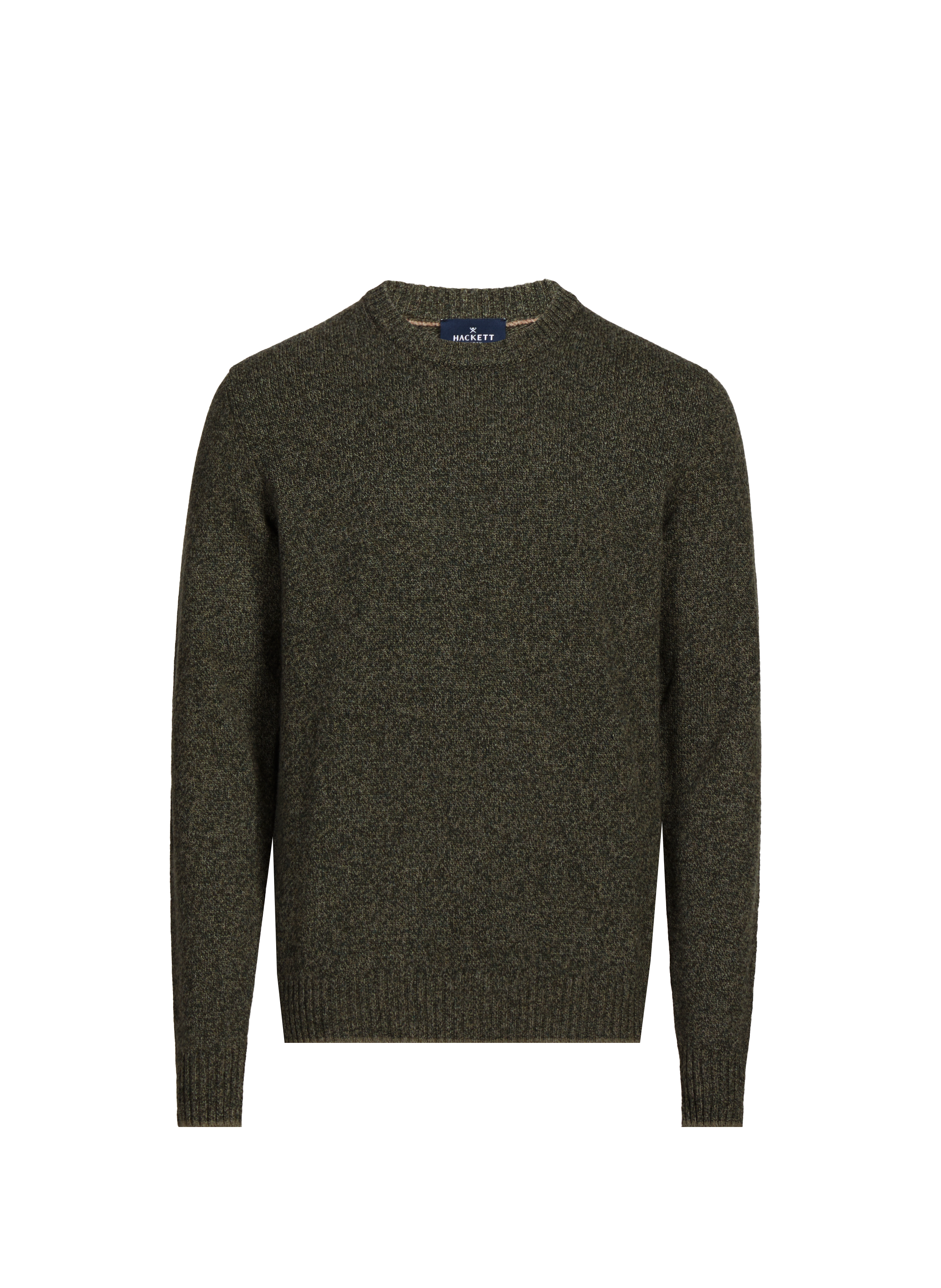 Pull droit col rond en laine mérinos HACKETT Vert