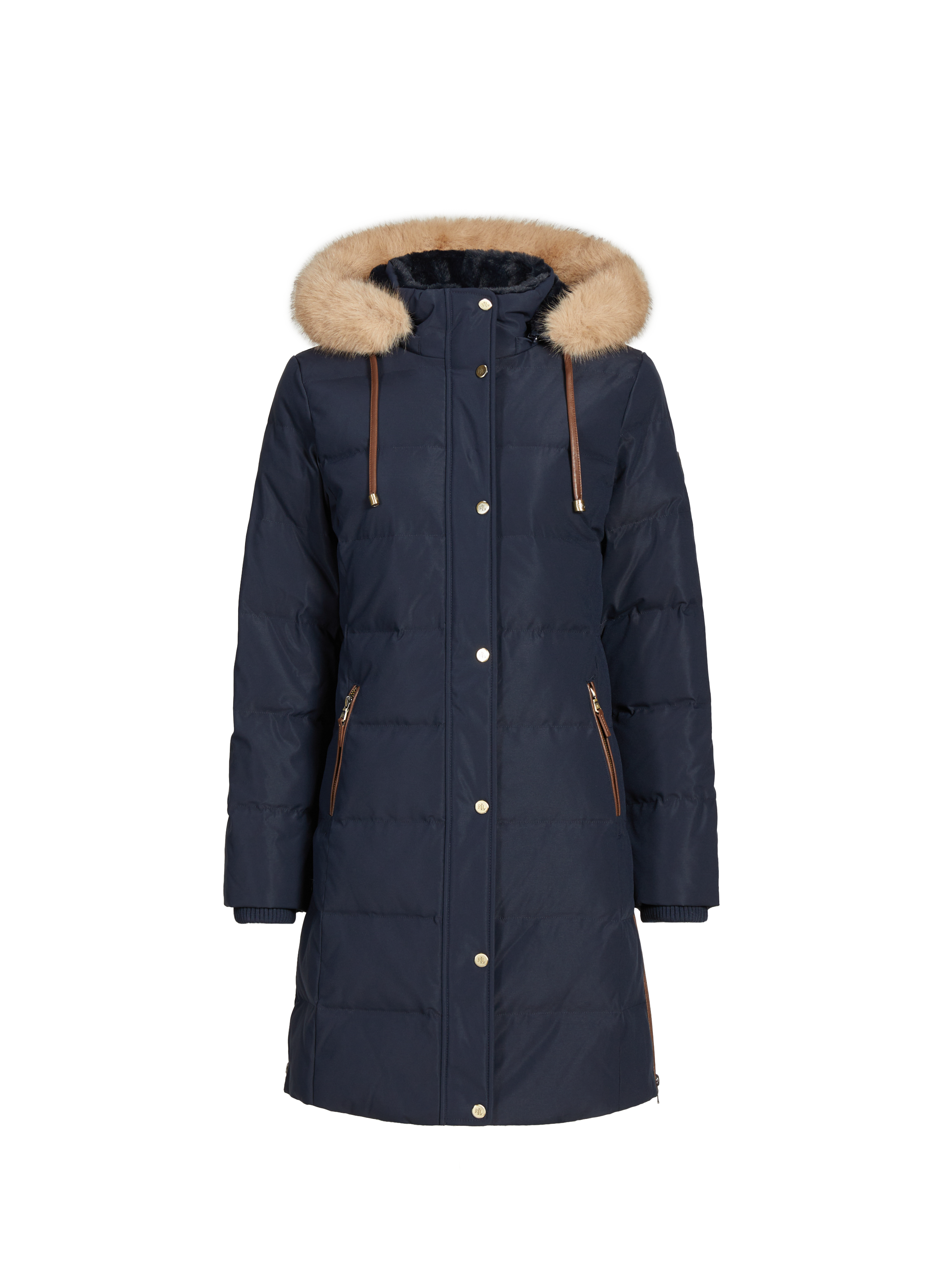 LAUREN Manteau droit à capuche Bleu