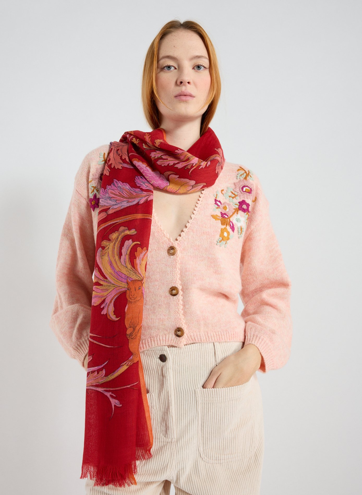 Echarpe finition effilochée en laine INOUITOOSH Multicolore